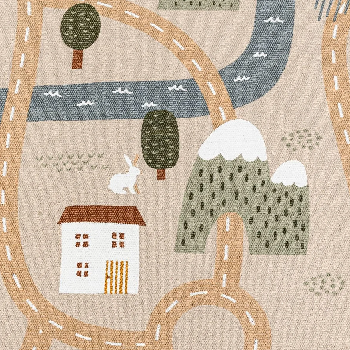 Atmosphera Tapis de Jeu Enfant Niels Motif Route Jute 150 x 100 cm Antidérapant