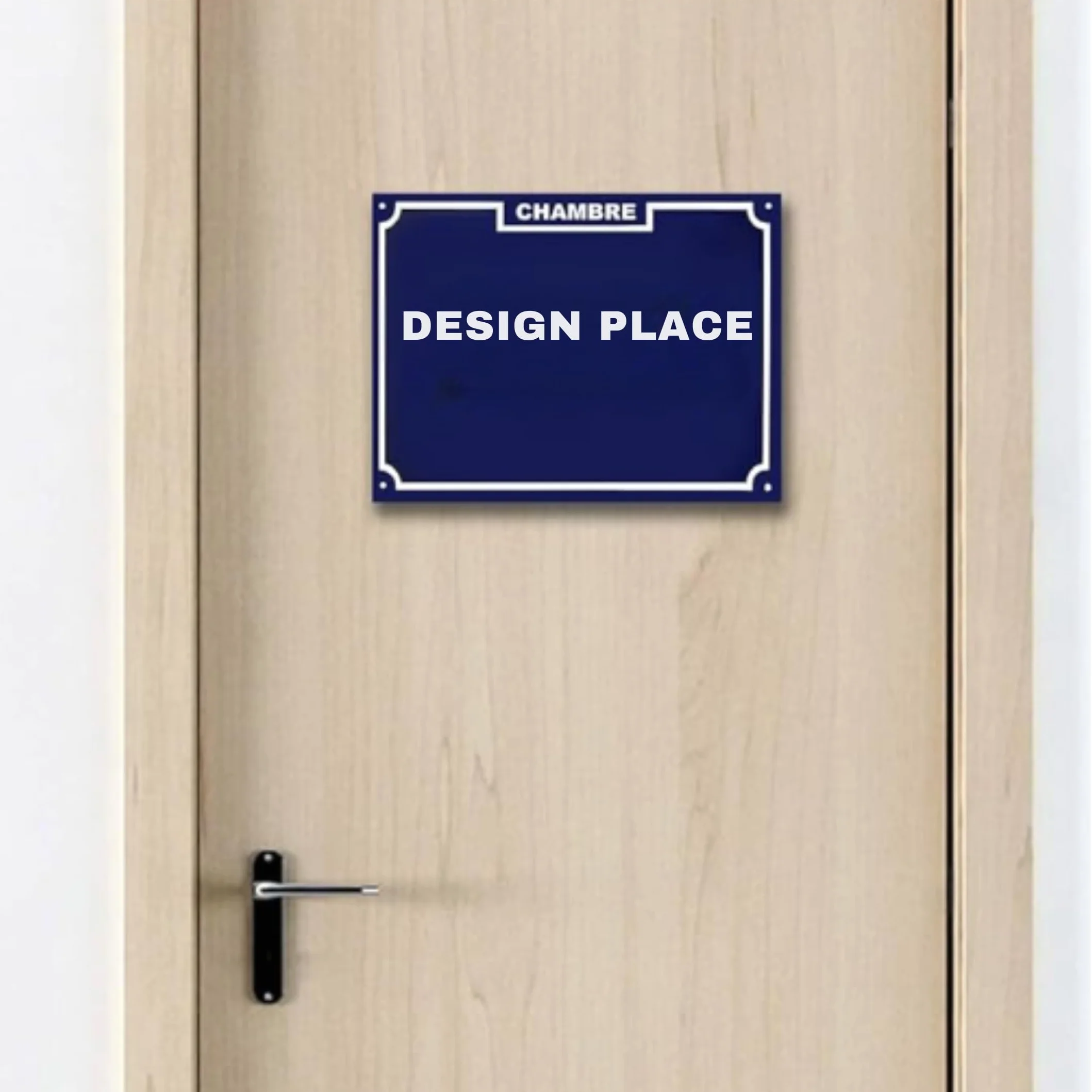 Plaque de Rue Personnalisée Classique Aluminium 15x20 cm Bleu Blanc Extérieur Intérieur