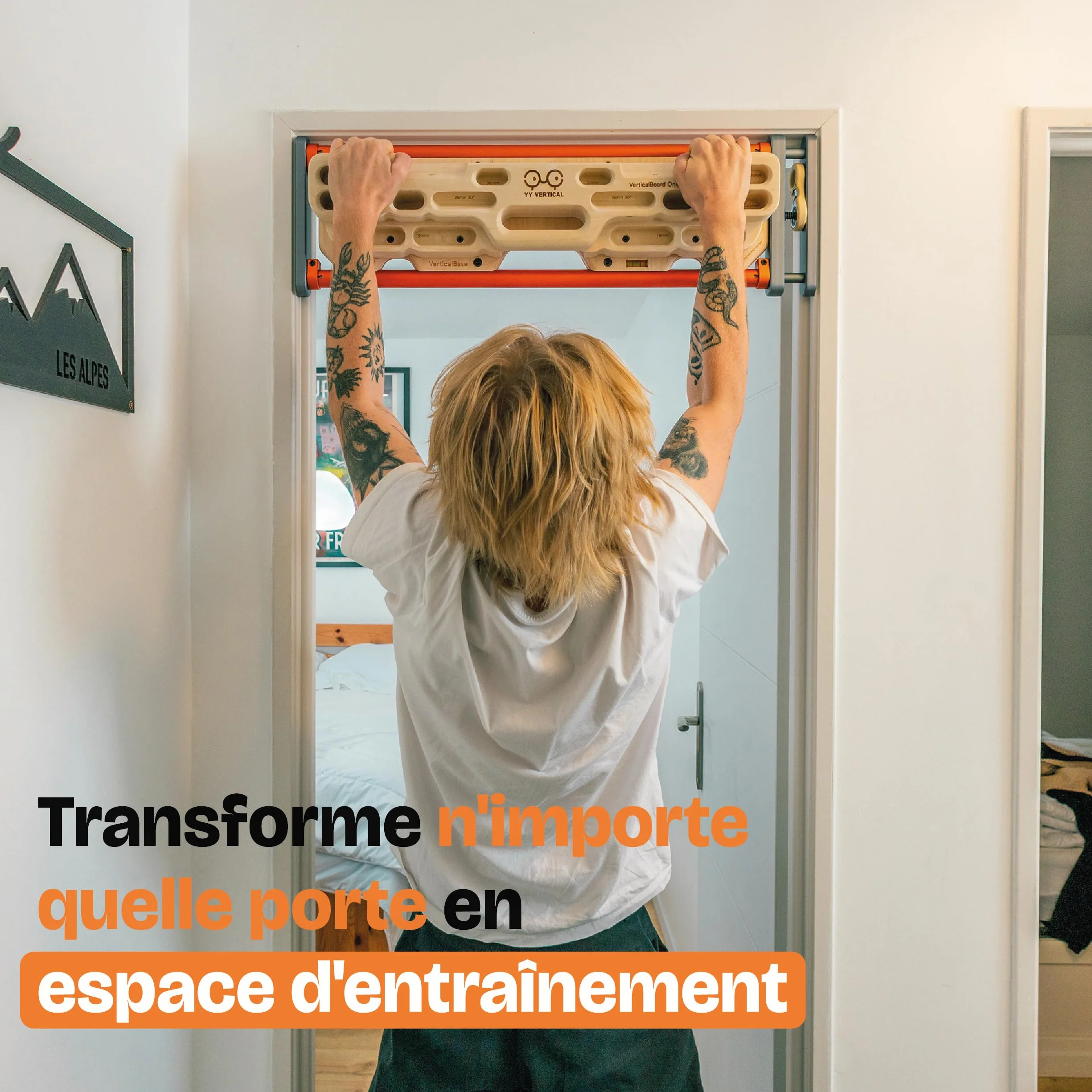 YY Vertical - VerticalBase, Le Support idéal pour Les poutres d'escalade, Installation sur Porte, pour l'entraînement à la Maison ou en intérieur