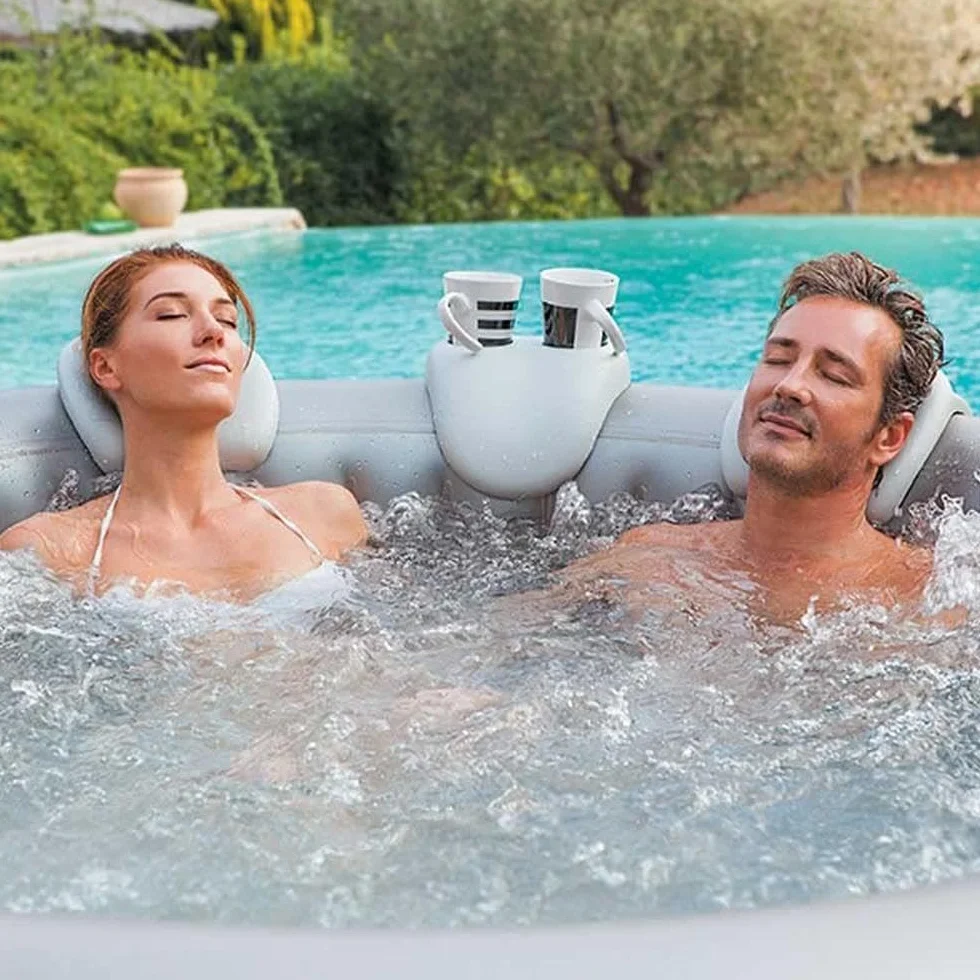 NetSpa Appuie-têtes Support Verre pour Spa Gonflable, Gris