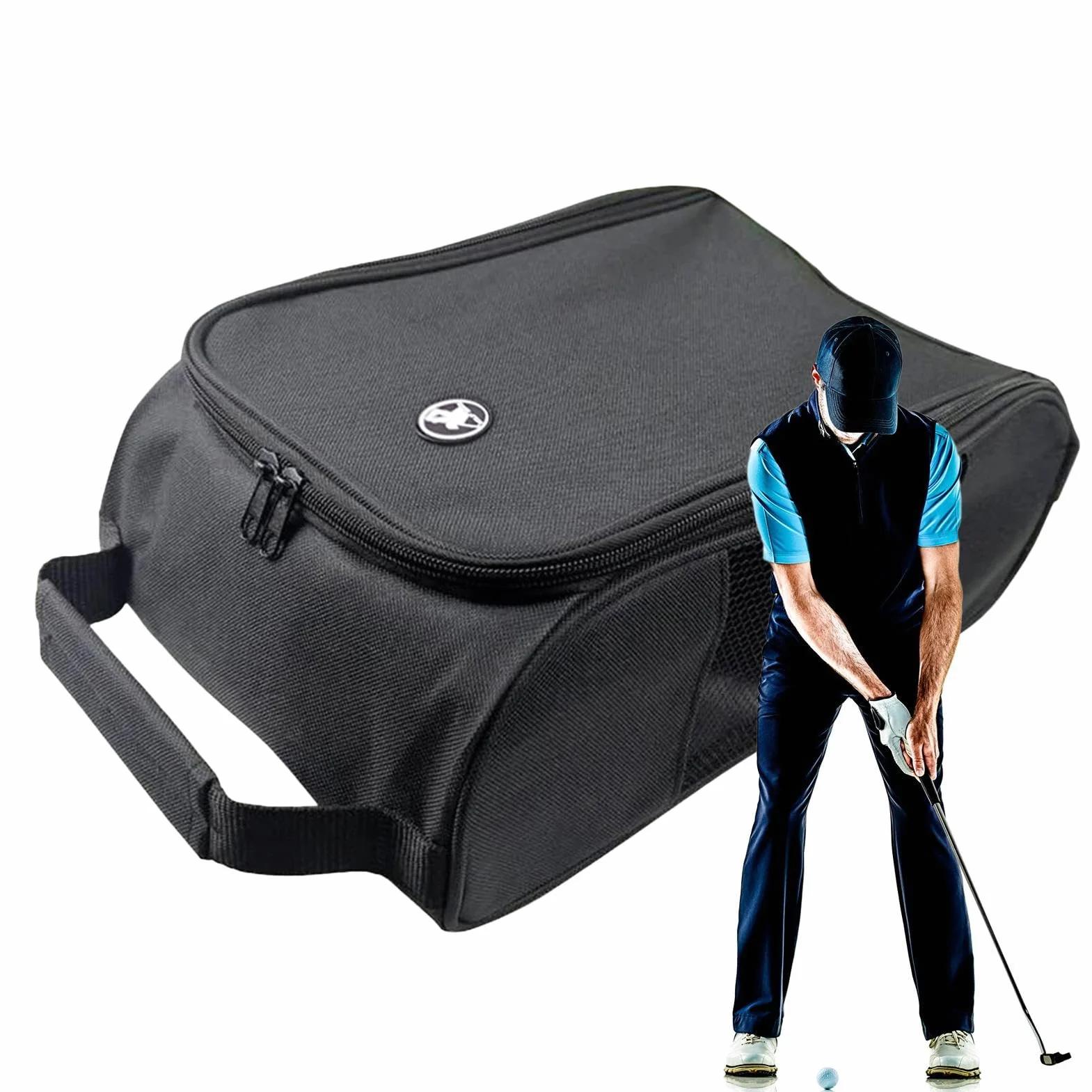 Sac de transport de chaussures de golf avec fermeture éclair et ventilation, grand sac de rangement