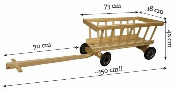 Chariot À Main en Bois, Chariot De Jardin Poussette-Jouet, Roues Avant Pivotantes, Grand