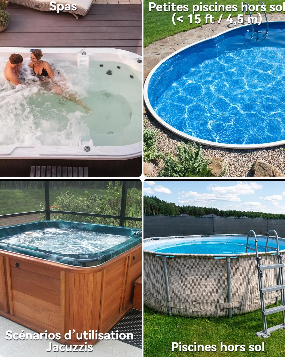 Aspirateur Piscine Manuel 60 Min Autonomie avec Filtres et Brosse pour Piscine Spa Jacuzzi