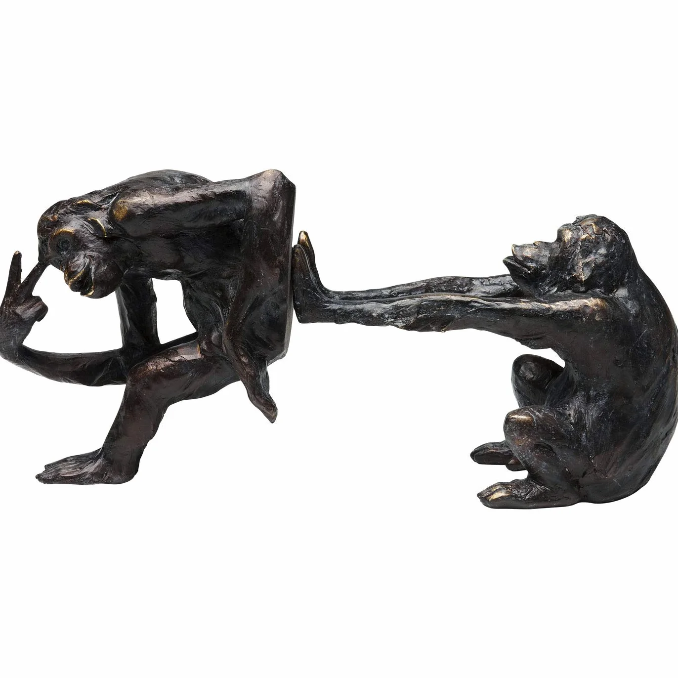 Kare Design Serre-Livres Monkey Noir Cuivré Lot de 2 17x20x10 cm