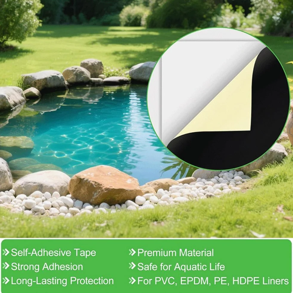 Kit de réparation EPDM caoutchouc épais pour bassin de jardin 20,3 x 20,3 cm