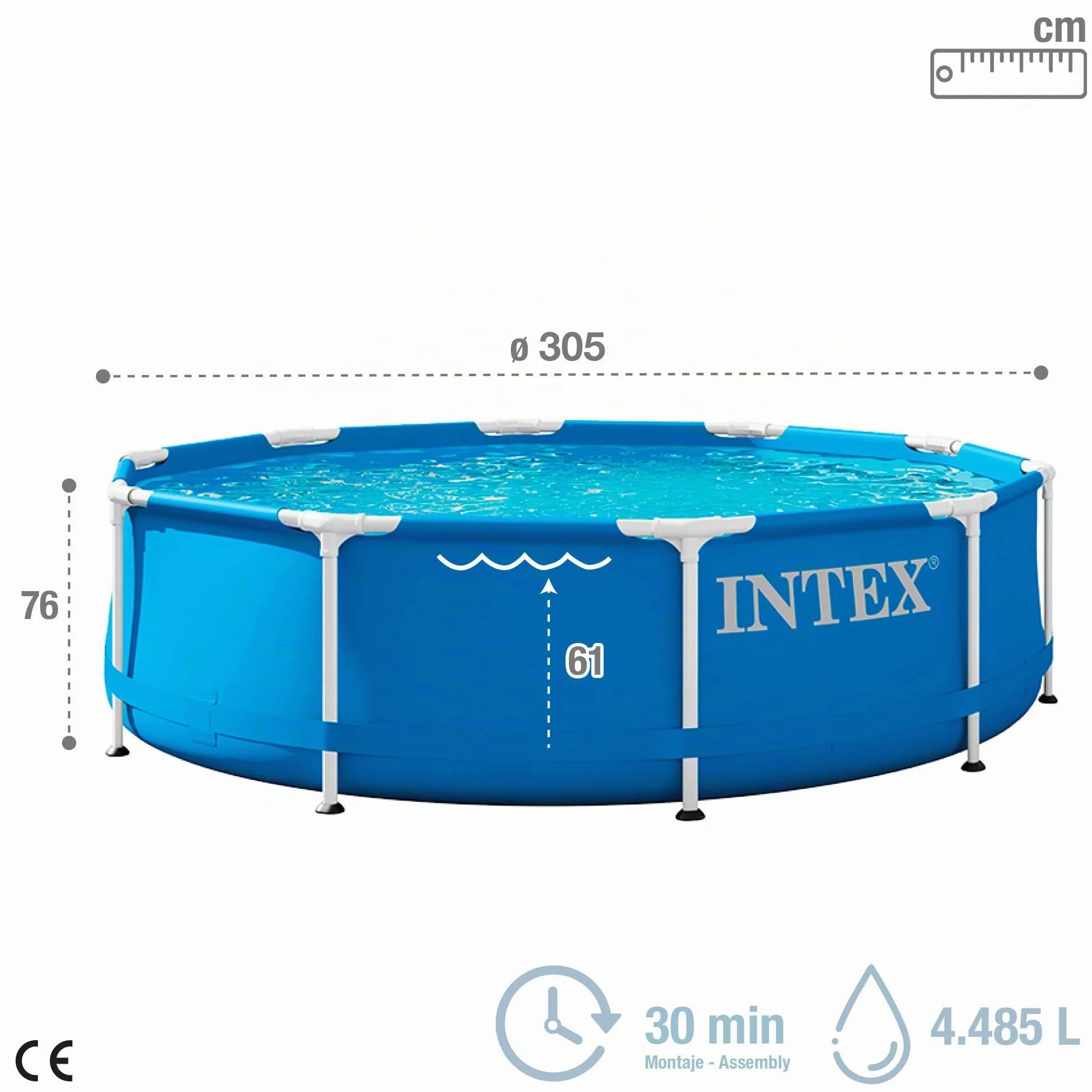 Intex Metal Frame Piscine démontable 305 x 76 cm Bleu