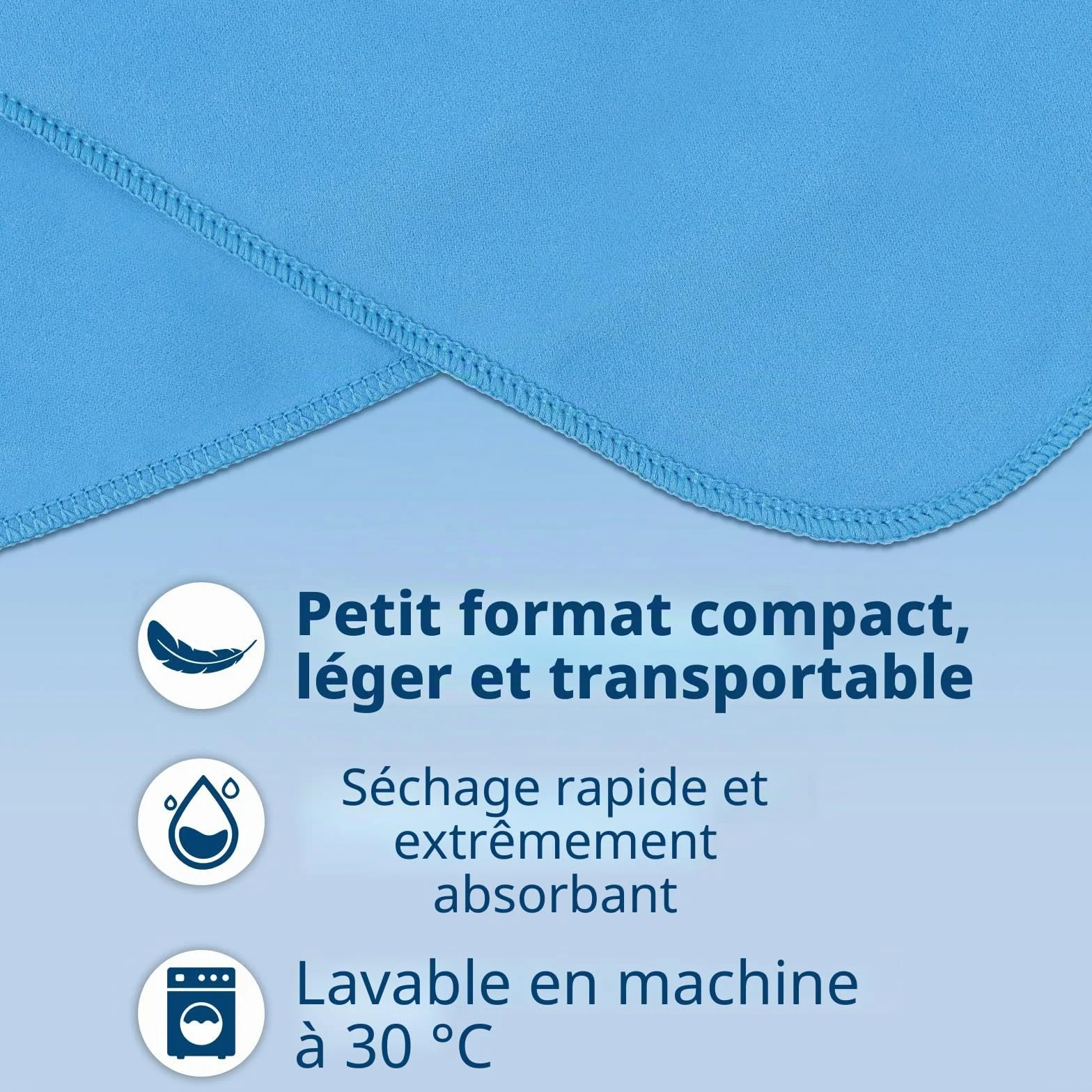 KUOGAS Poncho de Serviette, Poncho de Douche à Séchage Rapide en Microfibre (Bleu Ciel, Large)