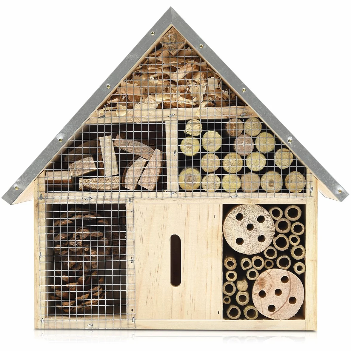 Navaris Hôtel Insecte en Bois Cabane abri Taille M 28 x 24,5 x 7,5 cm Maisonnette Refuge Abeille Coccinelle Papillon