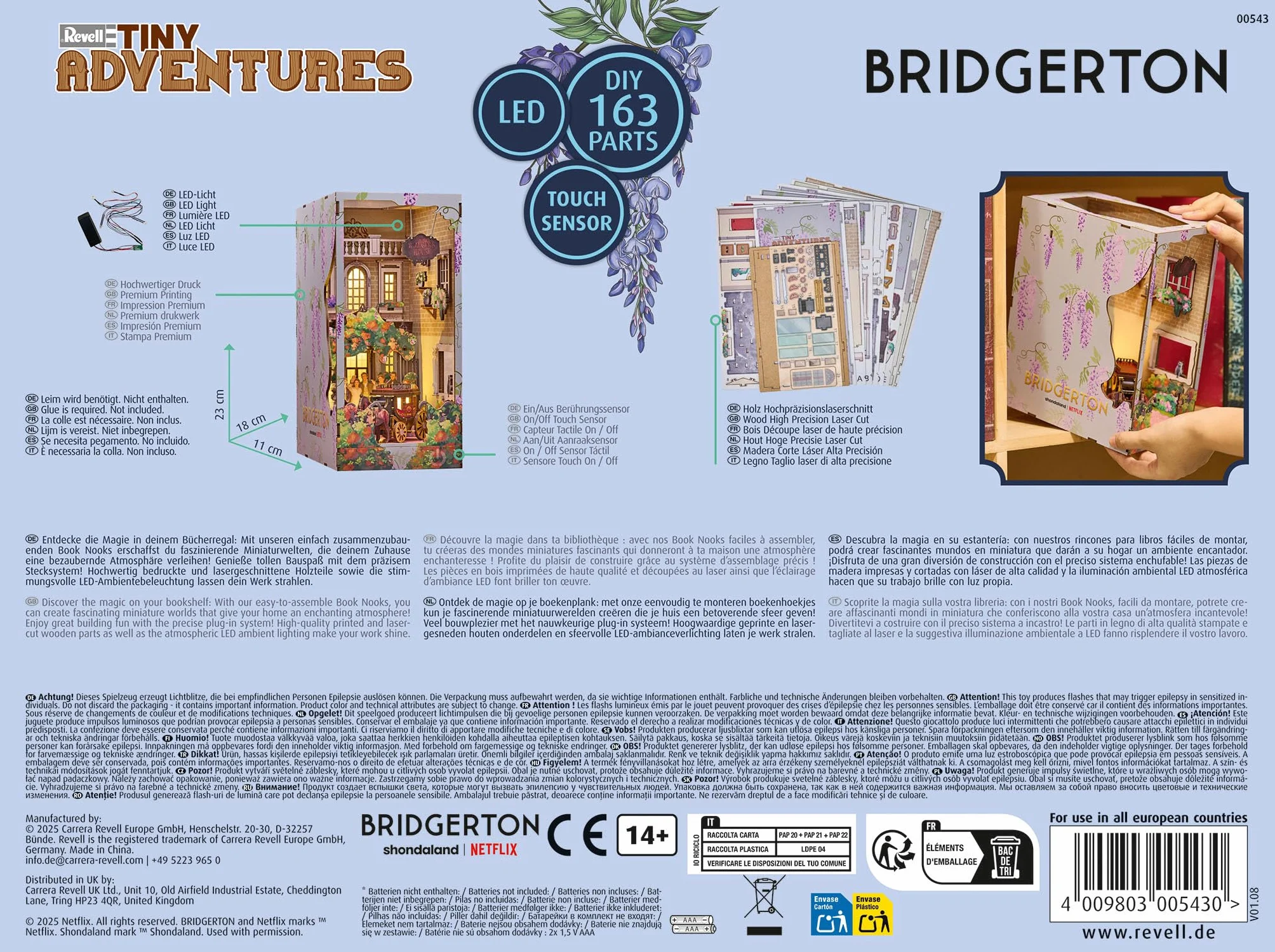 Revell Tiny Adventures Bridgerton Into The Light Book Nook LED Artisanat Miniature 3D Bois