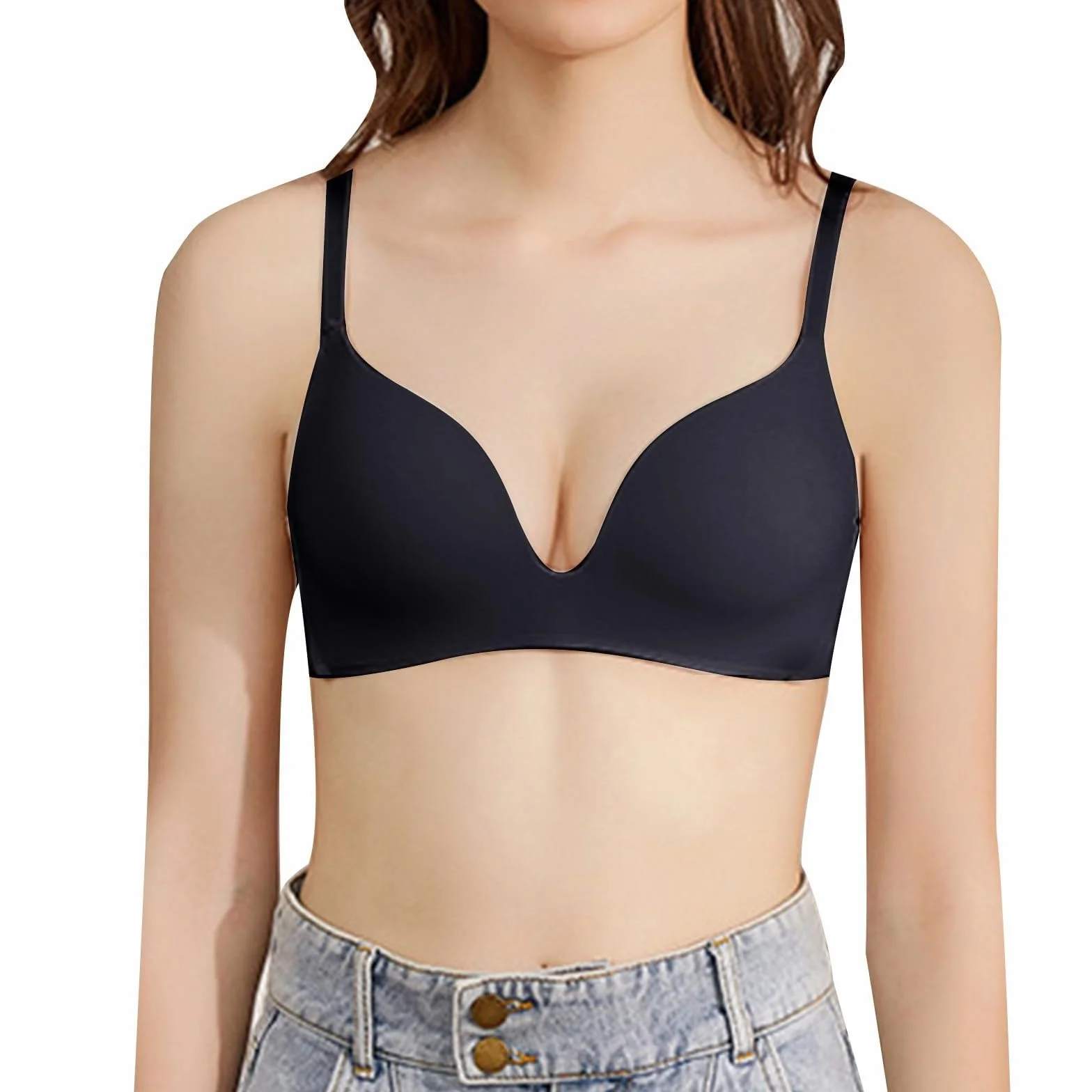Soutien-Gorge Femme Dentelle Noir Sans Couture Petite Tasse