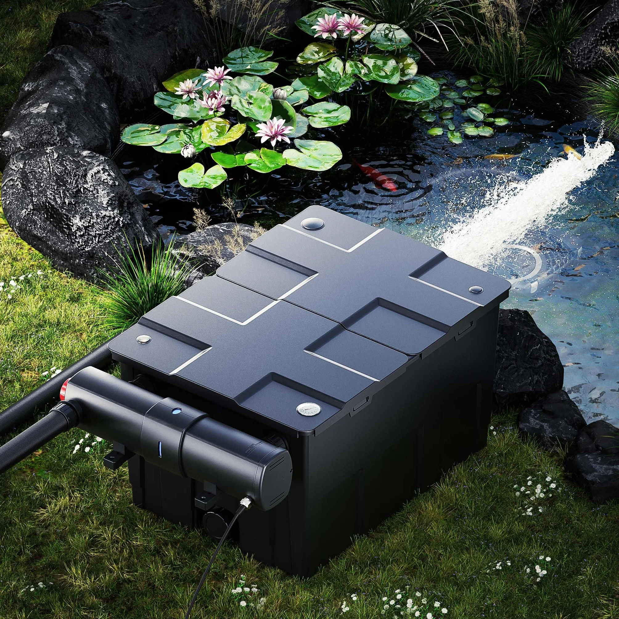 SunSun CBF-550 Filtre de bassin 60000 L Biologique CTF-6000 SuperECO pompe 6000l/h 40W CUV-224 lampe UV 24W