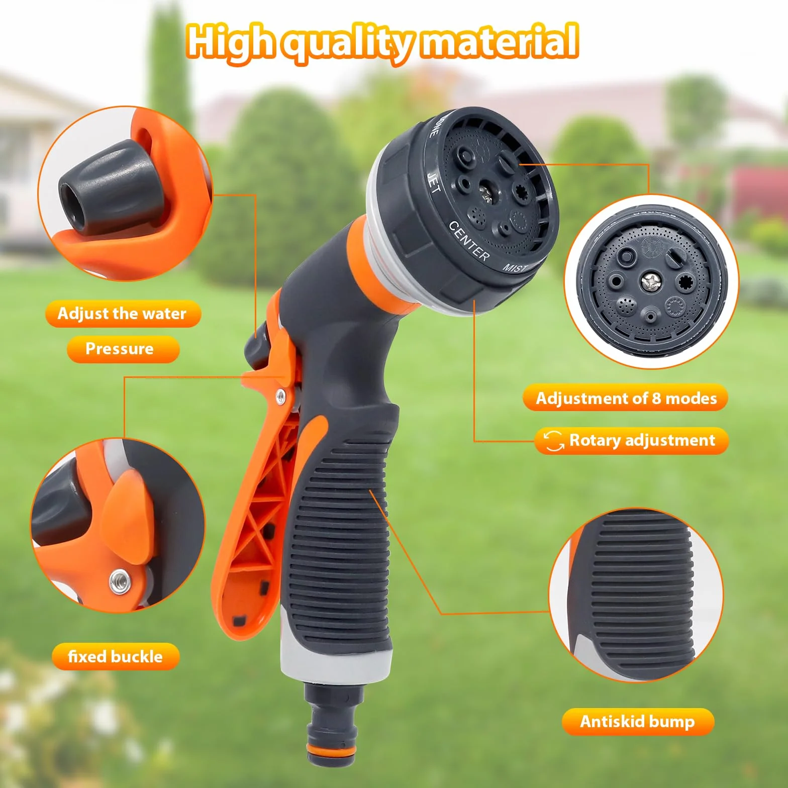 DELEE Pistolet d'arrosage haute pression 8 modèles réglables laver voiture arroser plantes nettoyer animaux