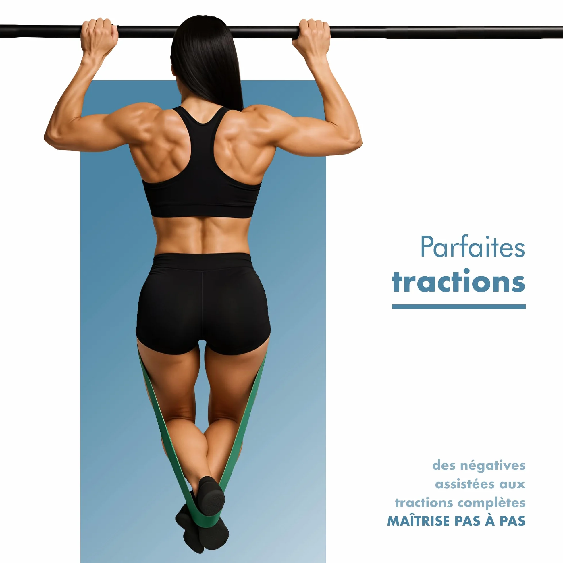 PORTENTUM Bande Élastique Musculation Set Résistance 4-5 Niveaux Poignées Ancrage Porte Housses Sac