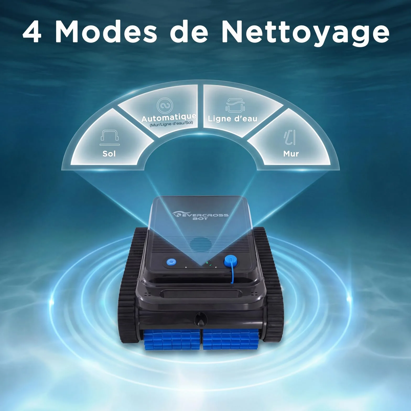 Robot Piscine Fond et Parois sans Fil 120 Min Autonomie 200㎡ Navigation Intelligente