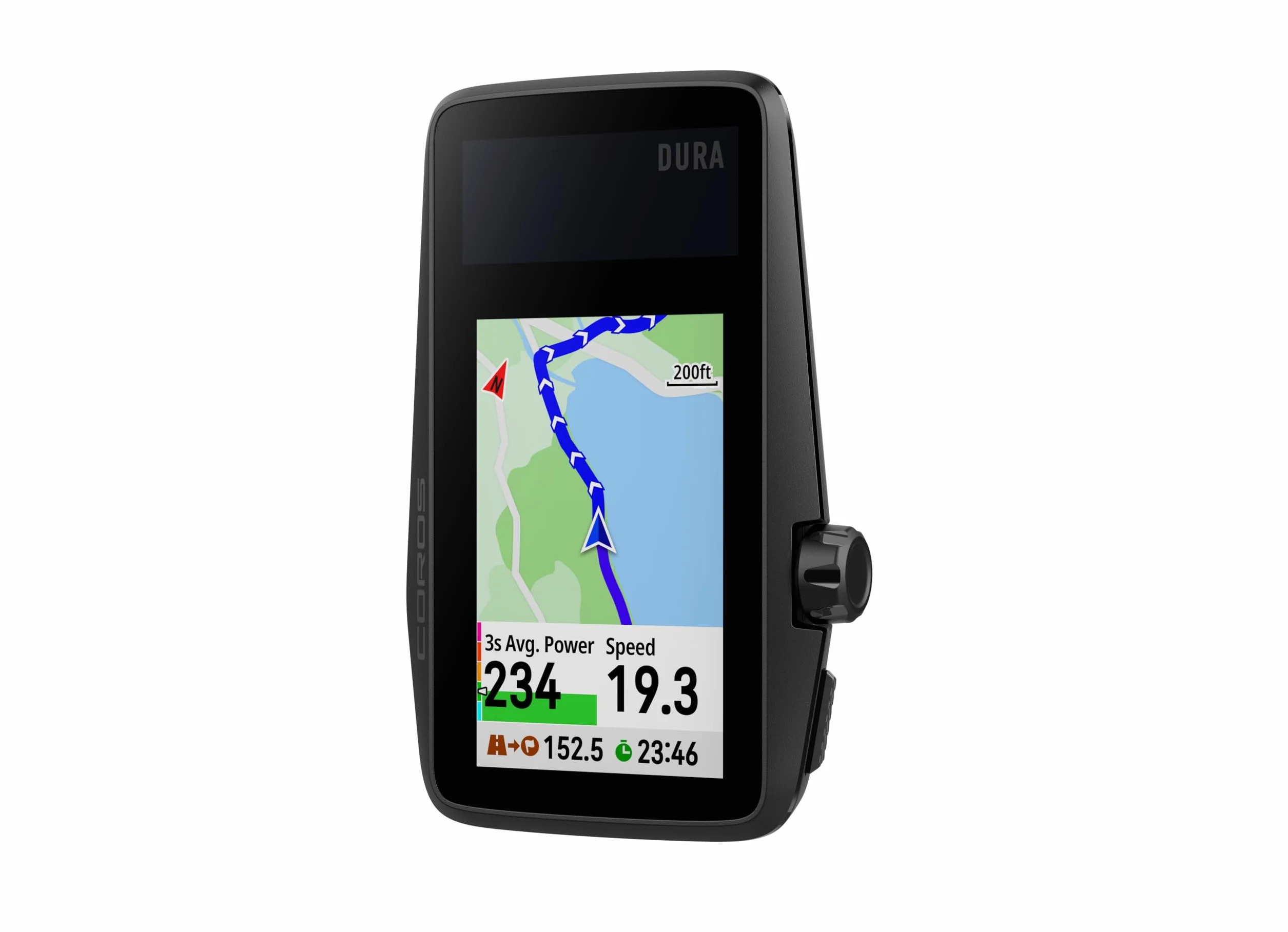 COROS DURA Compteur Vélo Solaire, 120 Heures d'autonomie GPS, Recharge Solaire, écran Tactile Couleur MIP de 2,7", synchronisation Rapide des données, Navigation Turn-by-Turn, GPS vélo