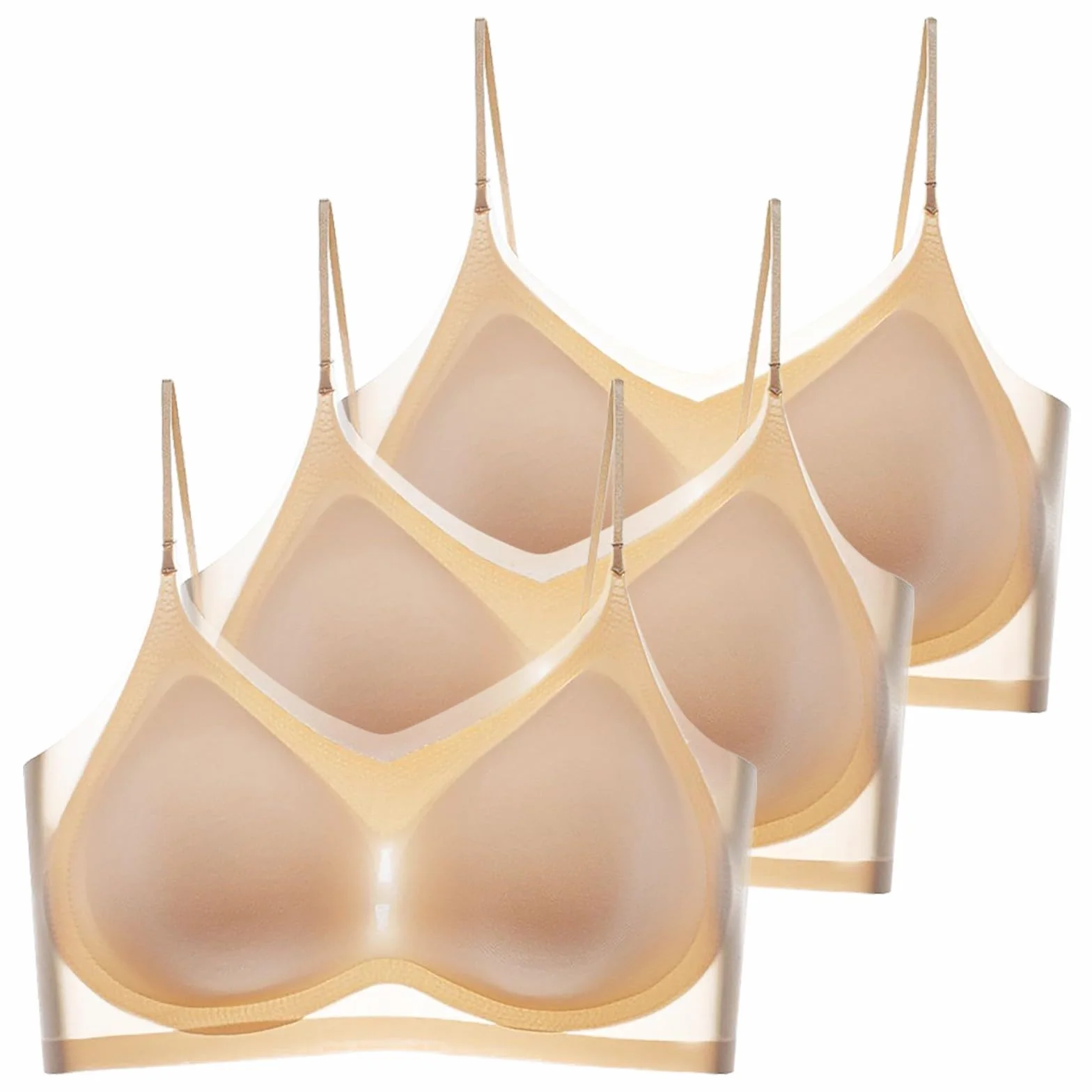 Soutiens Gorge Femme sans Armature, Soie Glacée Légère d'Été, Dentelle Respirante Extra Fine Invisible, Effet Push-Up Anti-Affaissement