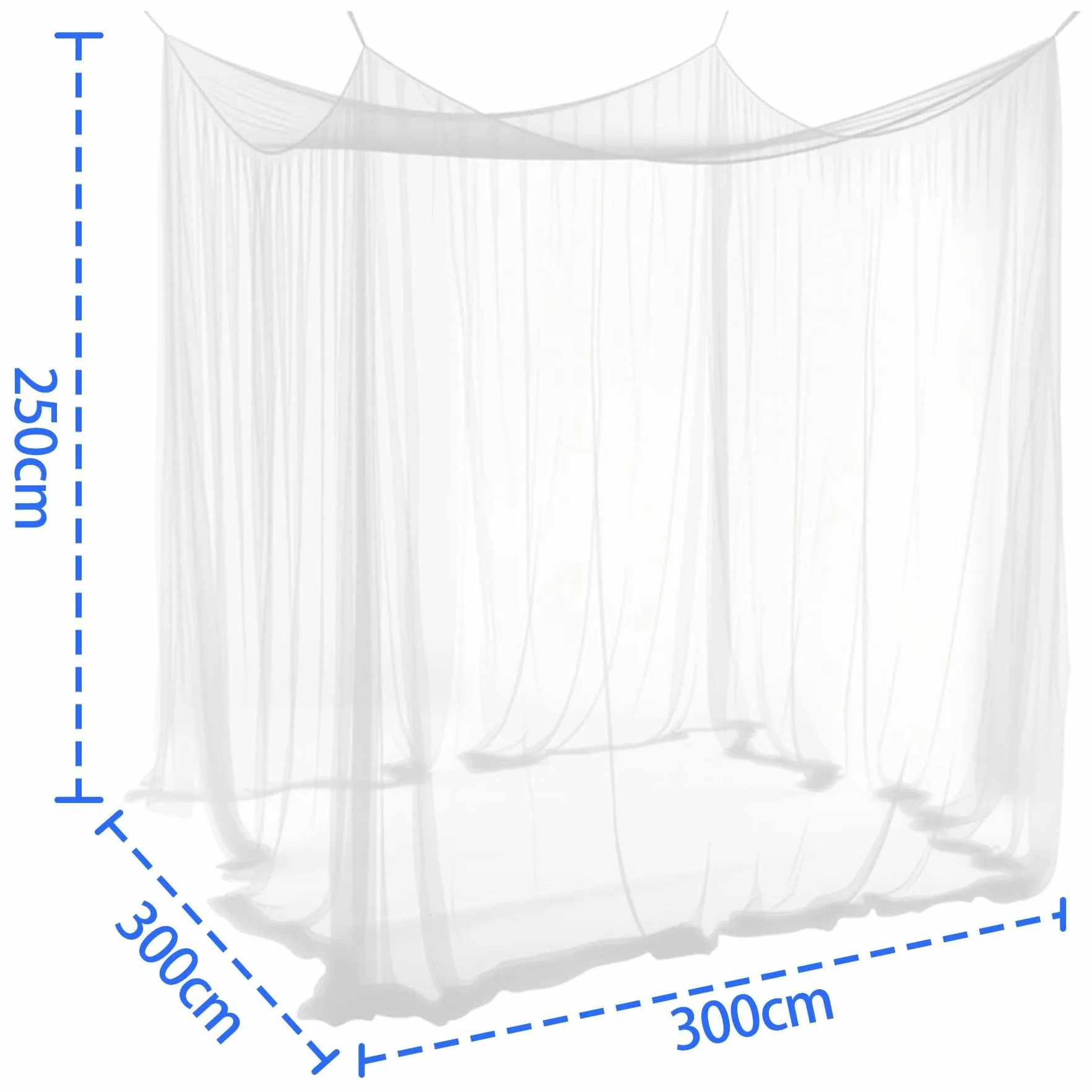 Moustiquaire 300 x 300 x 250 cm, pour gazebo, jardin, terrasse, camping, lit, 220 mailles fines avec 1 porte, blanc