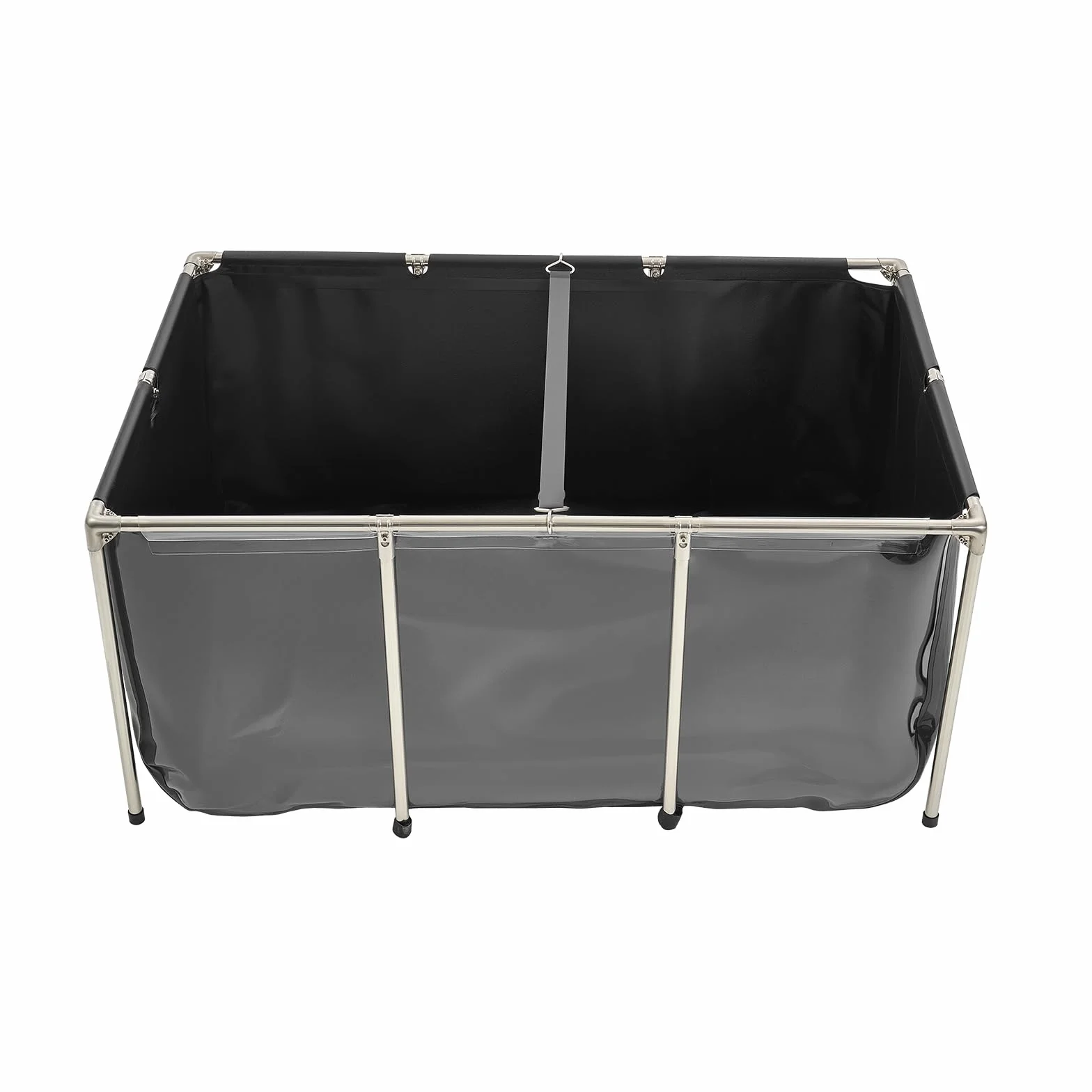 VEVOR Bassin à Poissons Hors Sol 1023,3 L PVC Toile avec Panneau Transparent Cadre Acier Inoxydable Vanne de Vidange Noir