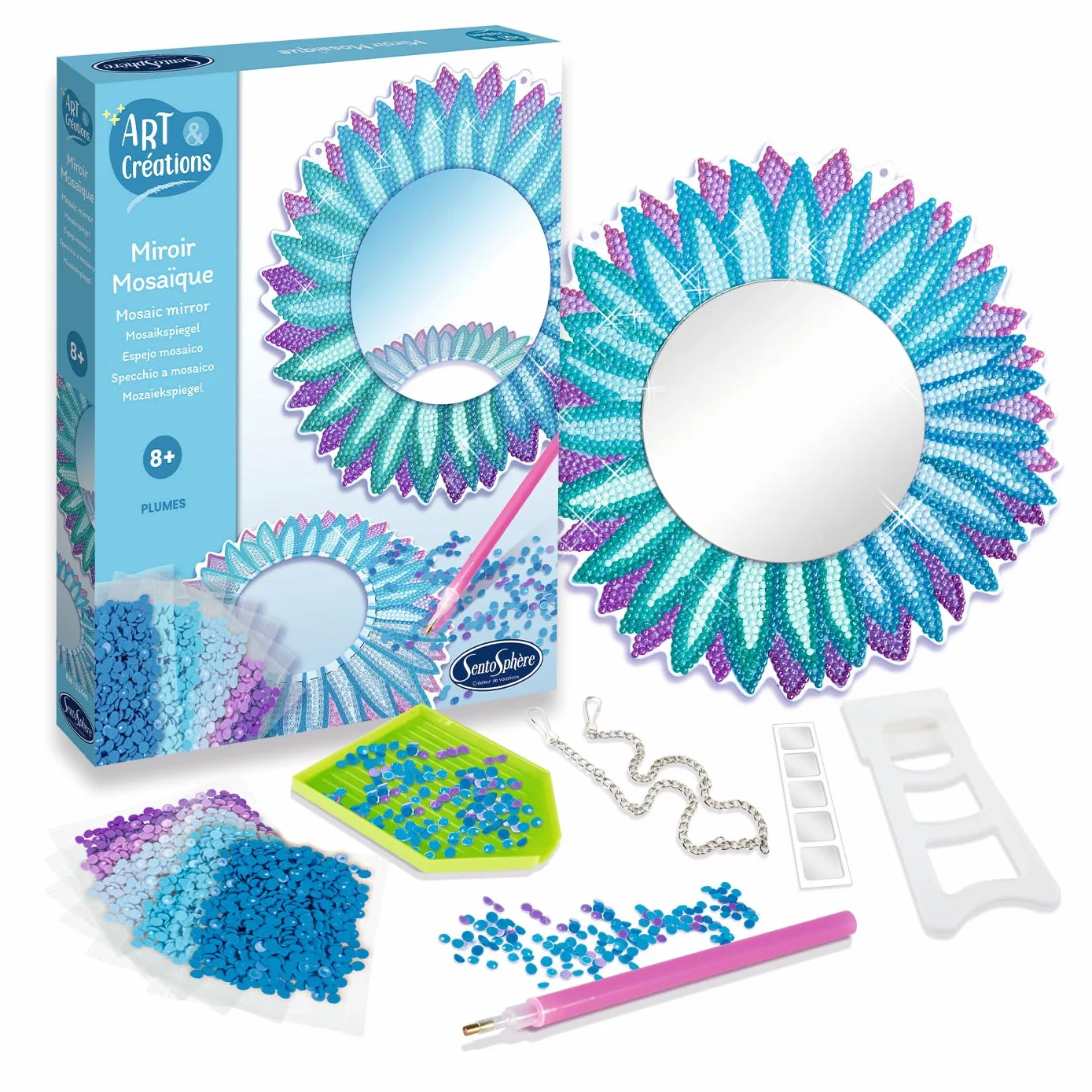 Art & Creations Miroir MOSAIQUE Plumes, Multicouleurs