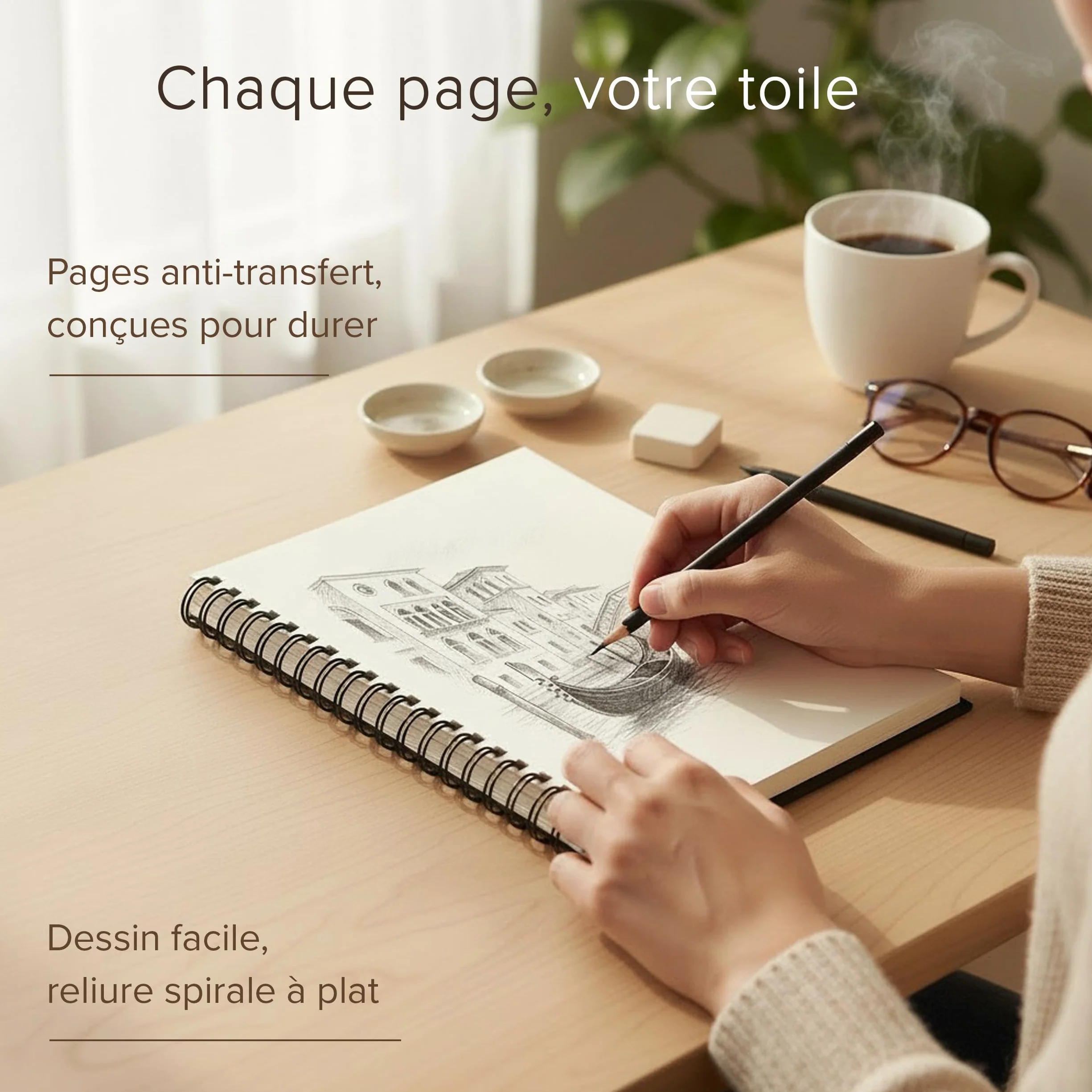 Carnet à Dessin Relié A4 200 GSM 21 x 29 cm 40 feuilles 80 Pages