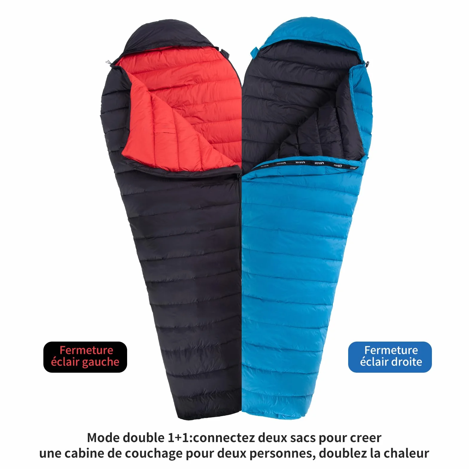 Sac de Couchage Adulte，Sac de Couchage en Duvet, 650 FP Pouvoir gonflant, Ultra-léger et Portable, 8℃ à -30℃, 4 Saisons, idéal pour Camping et randonnée