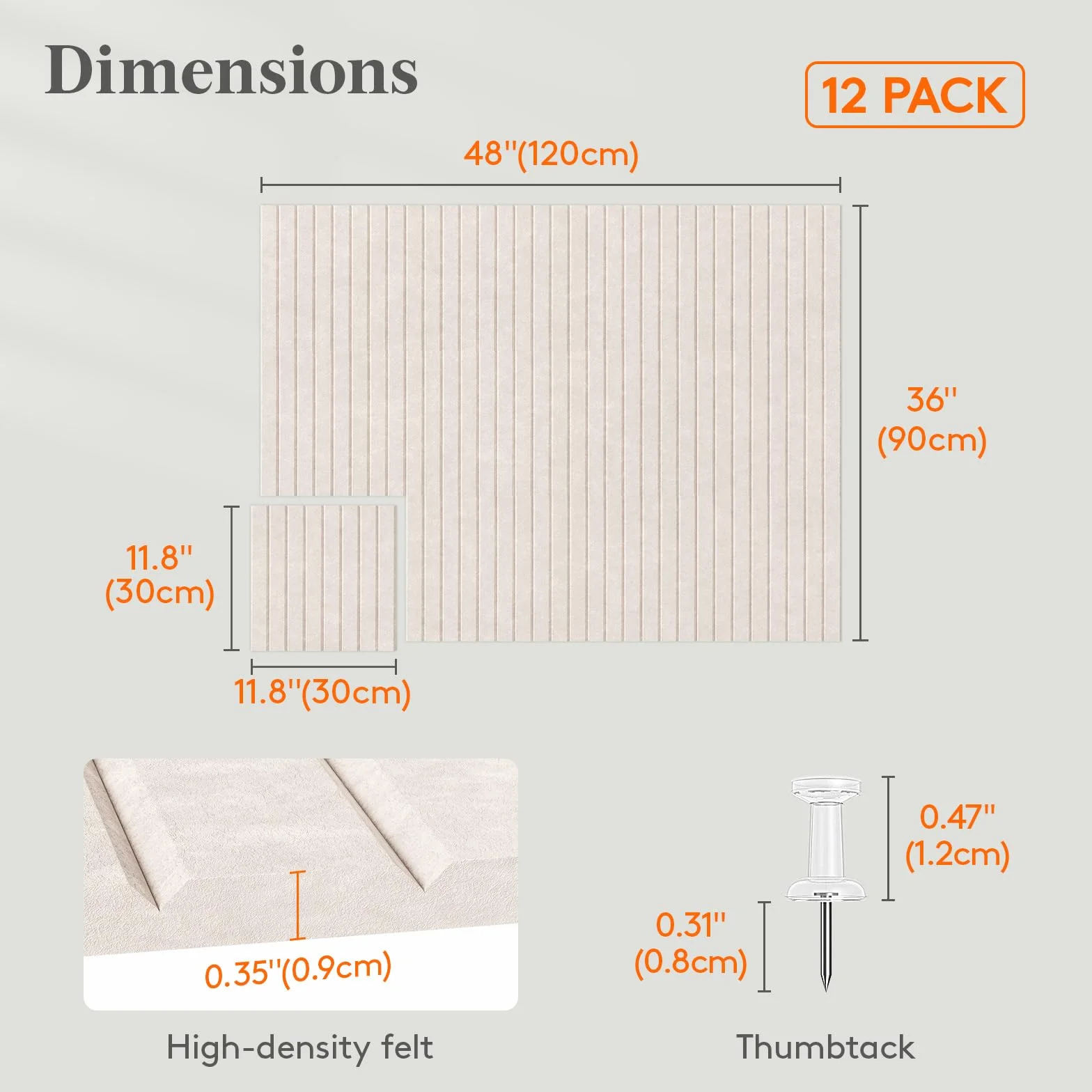 Lifewit Panneaux en Feutre Adhésif Décoratif Lot de 12 120x90 cm Beige