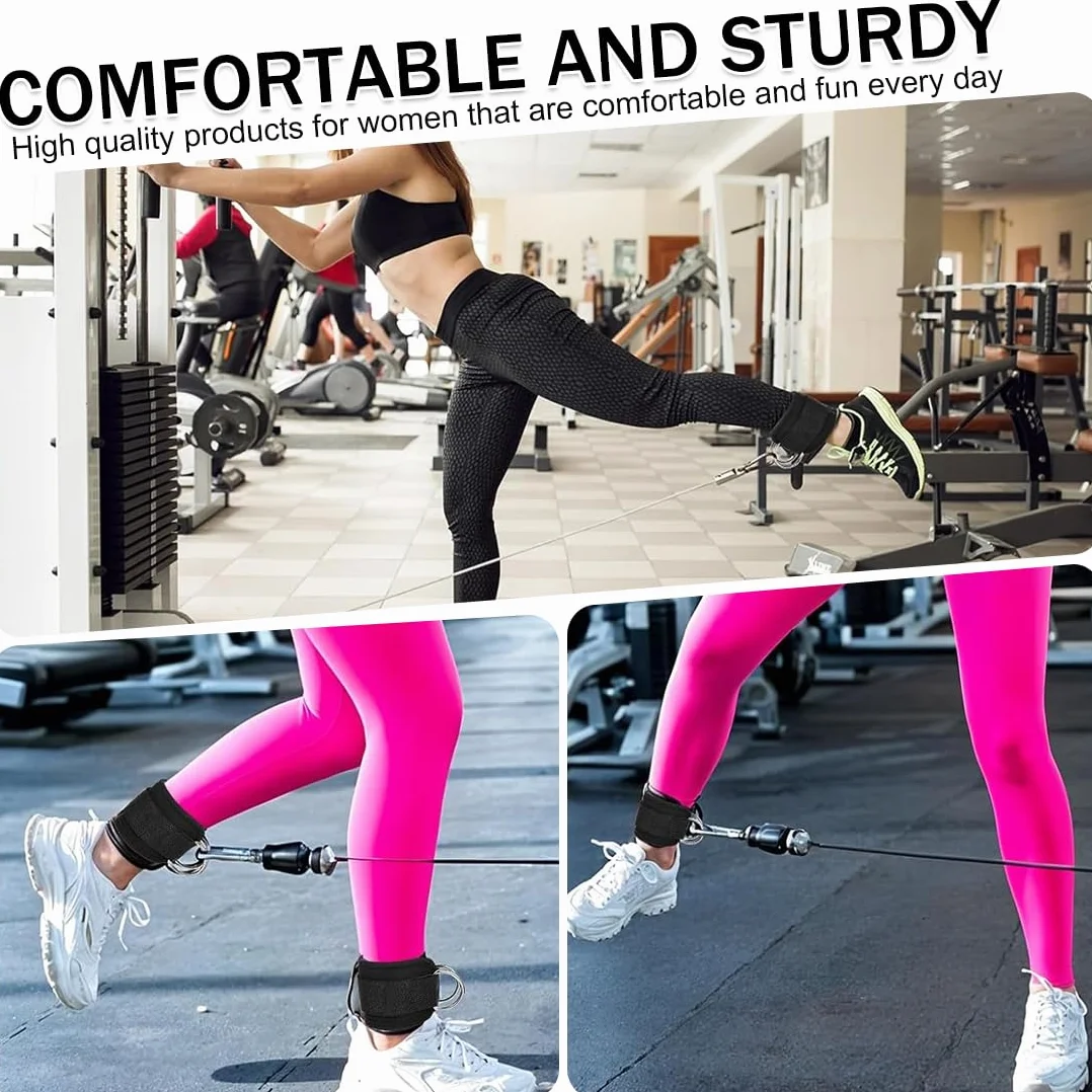Chevillère à poulie rembourrée noire sangle de câble pour musculation fitness