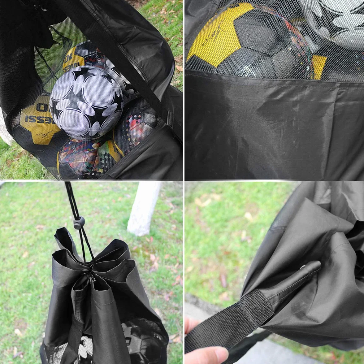 Sac à Ballons de Foot - Grand Capacité 10-15 Ballons Sac de Transport pour Basket-Ball Football Volley-Ball Sac Bandoulière Rangement des équipements de Sport Plage - Noir