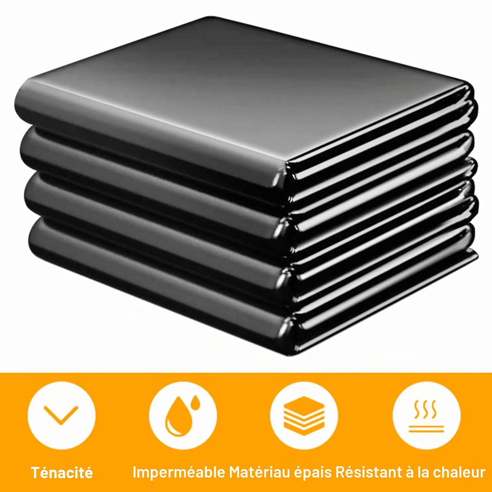 Bâche pour bassin 3 x 4 m Noir Polyéthylène haute densité Résistant aux UV