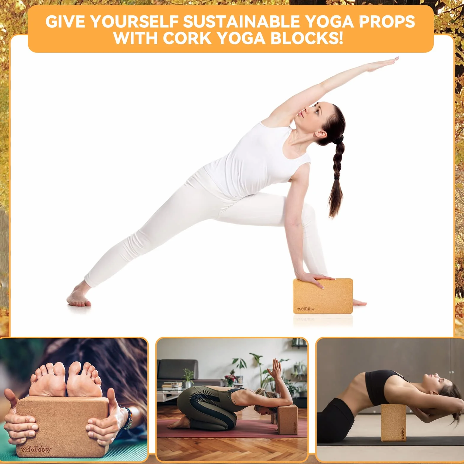 Bloc De Yoga en Liège(23 x 15 x 8 cm), Briques Professionnelles pour Le Yoga, Pilates, Fitness, Exercices