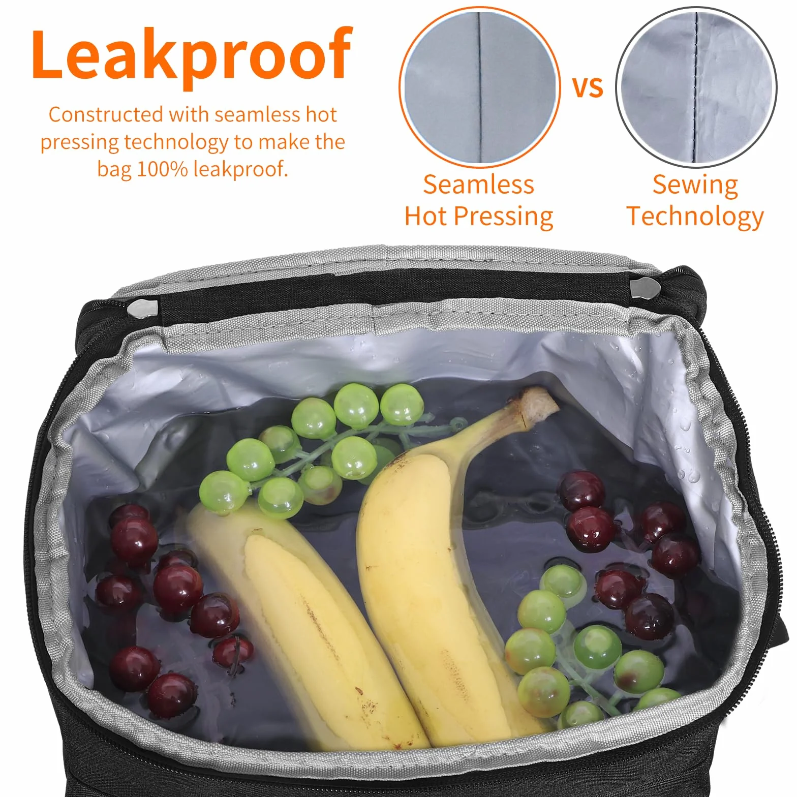 Sac à Dos Isotherme 23 L étanche Ultra léger Camping Randonnée Pique-Nique Noir