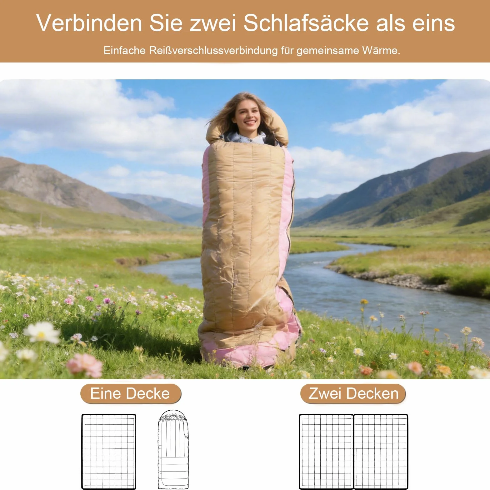 Sac de Couchage en Duvet, léger, Petit et Compact, pour Adultes et Enfants, idéal pour Le Camping, la randonnée et Le Trekking 3 Saisons, avec Un Duvet 680 FP.