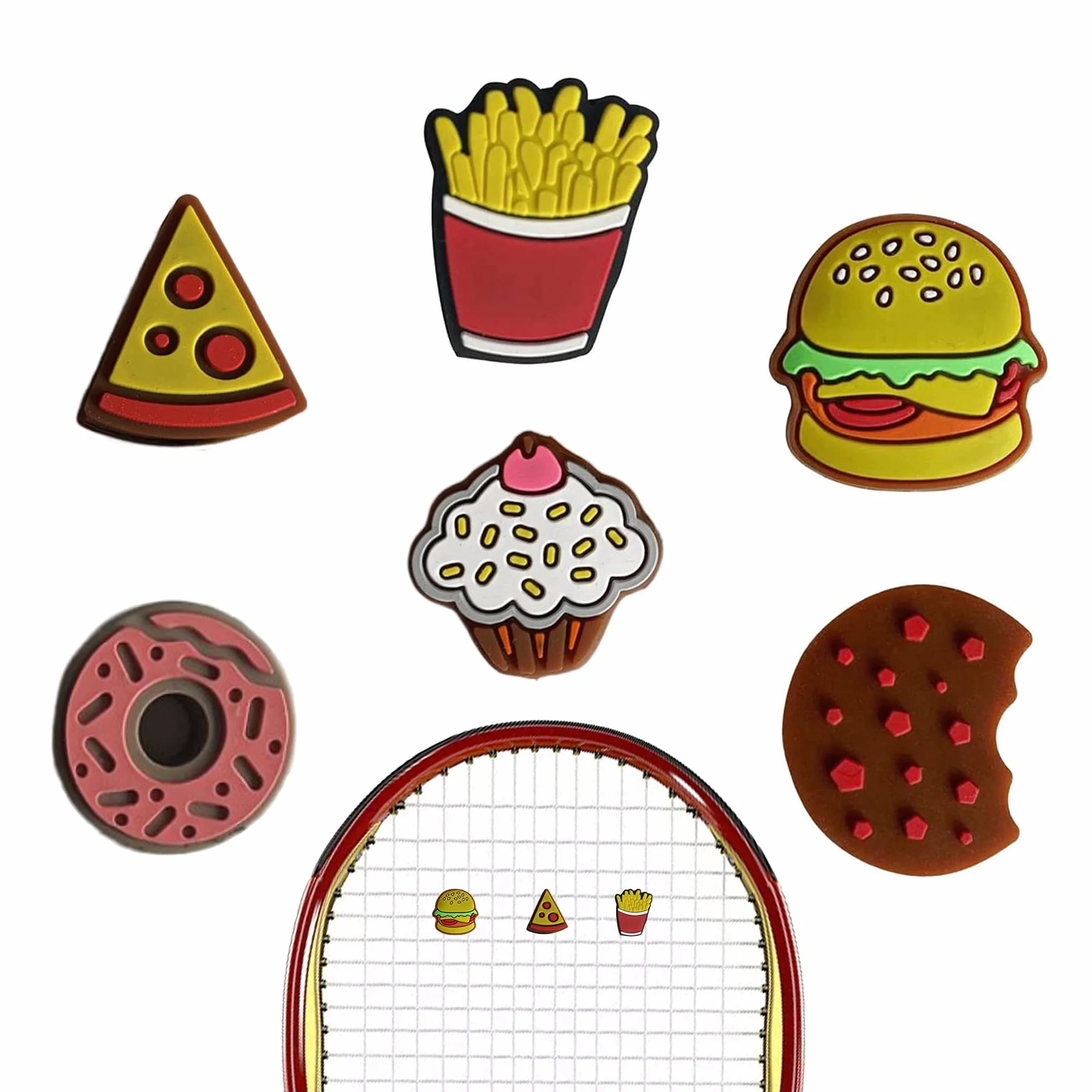 Amortisseurs Tennis Silicone Anti Vibration Raquette Hamburger Frites Pizza