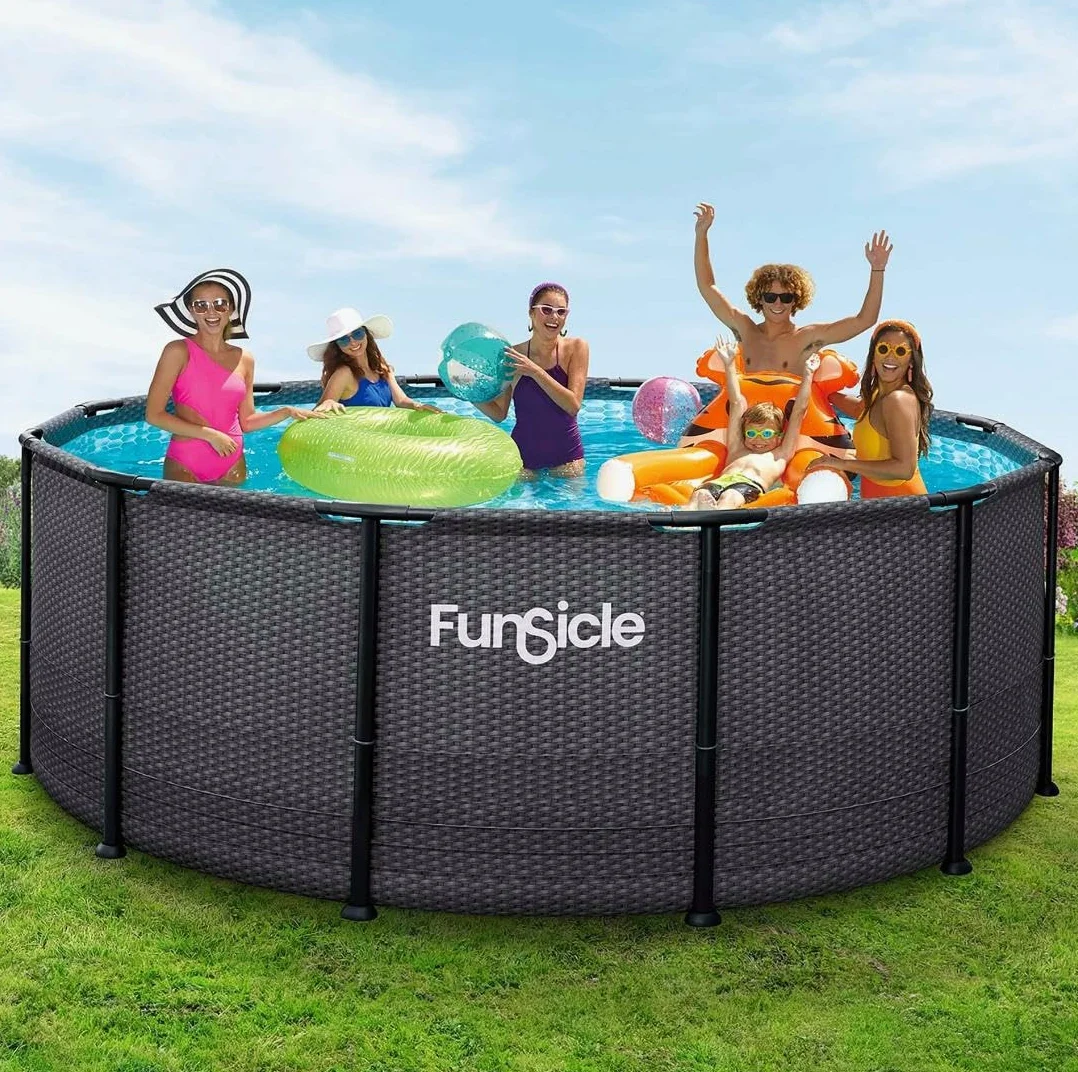 FUNSICLE Piscine Tubulaire Ronde Noire Ø3,66m x h1,22m