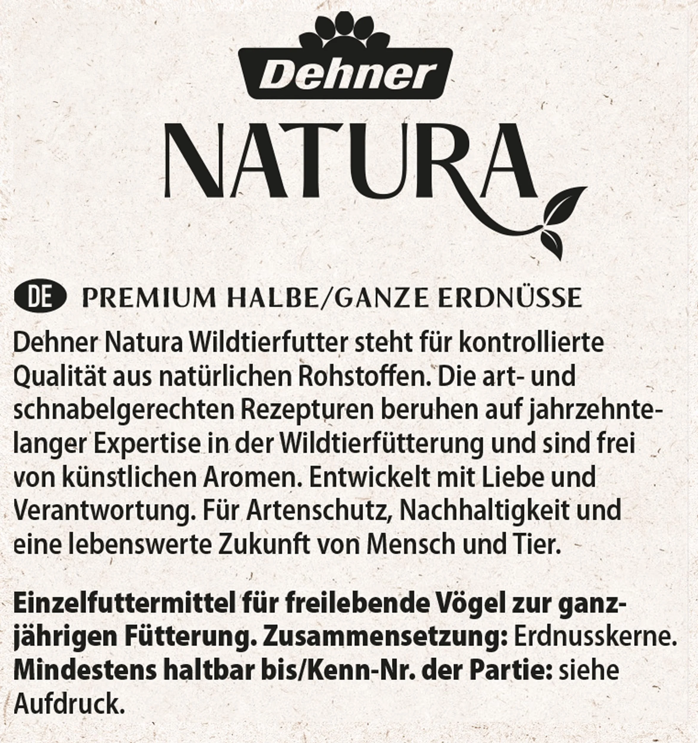 Dehner Natura Premium Nourriture pour Oiseaux Sauvages, arachides entières et Semi-entières, 5 kg