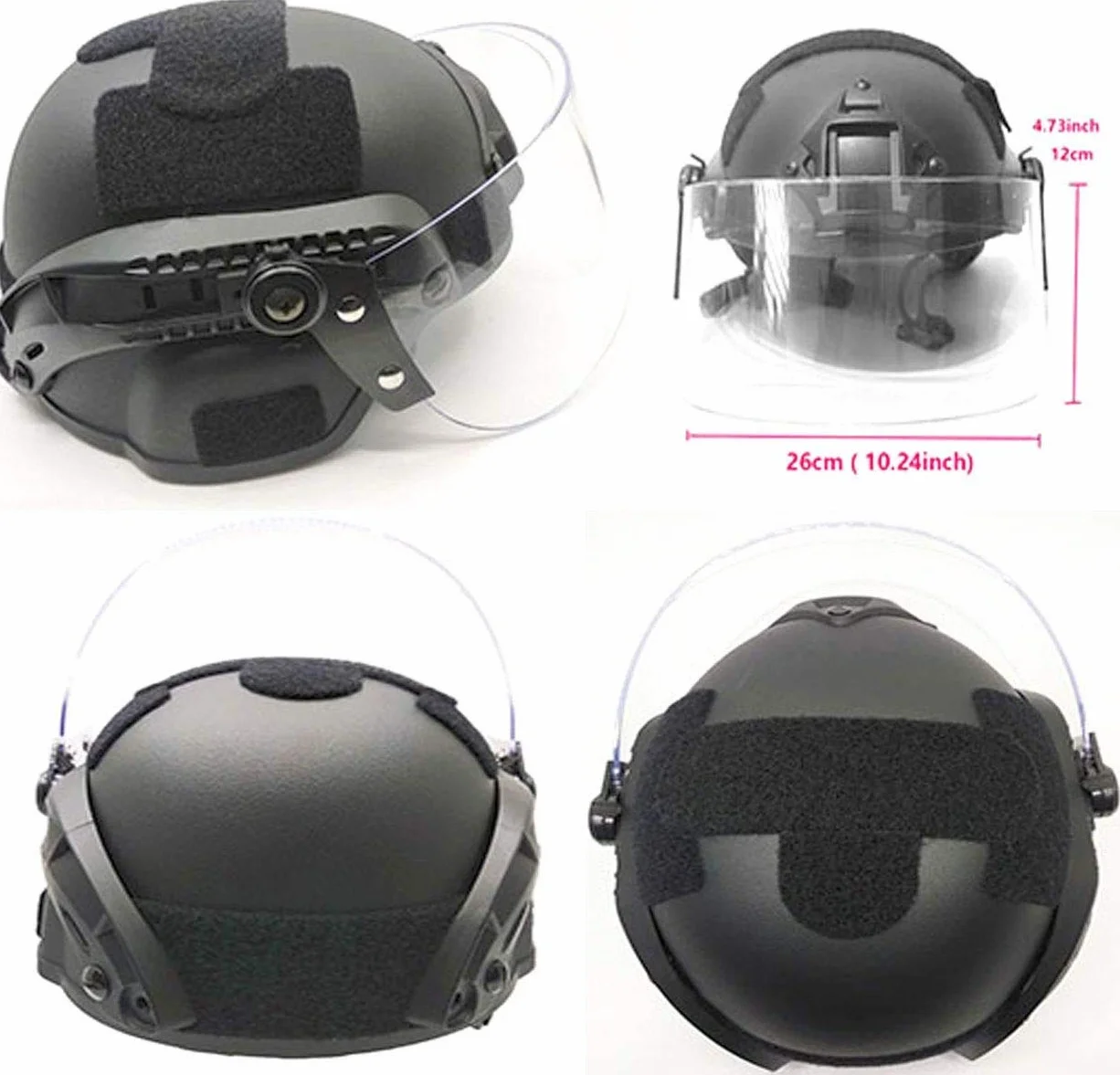 Casque tactique MICH 2000 ACH avec visière transparente NVG support rails latéraux