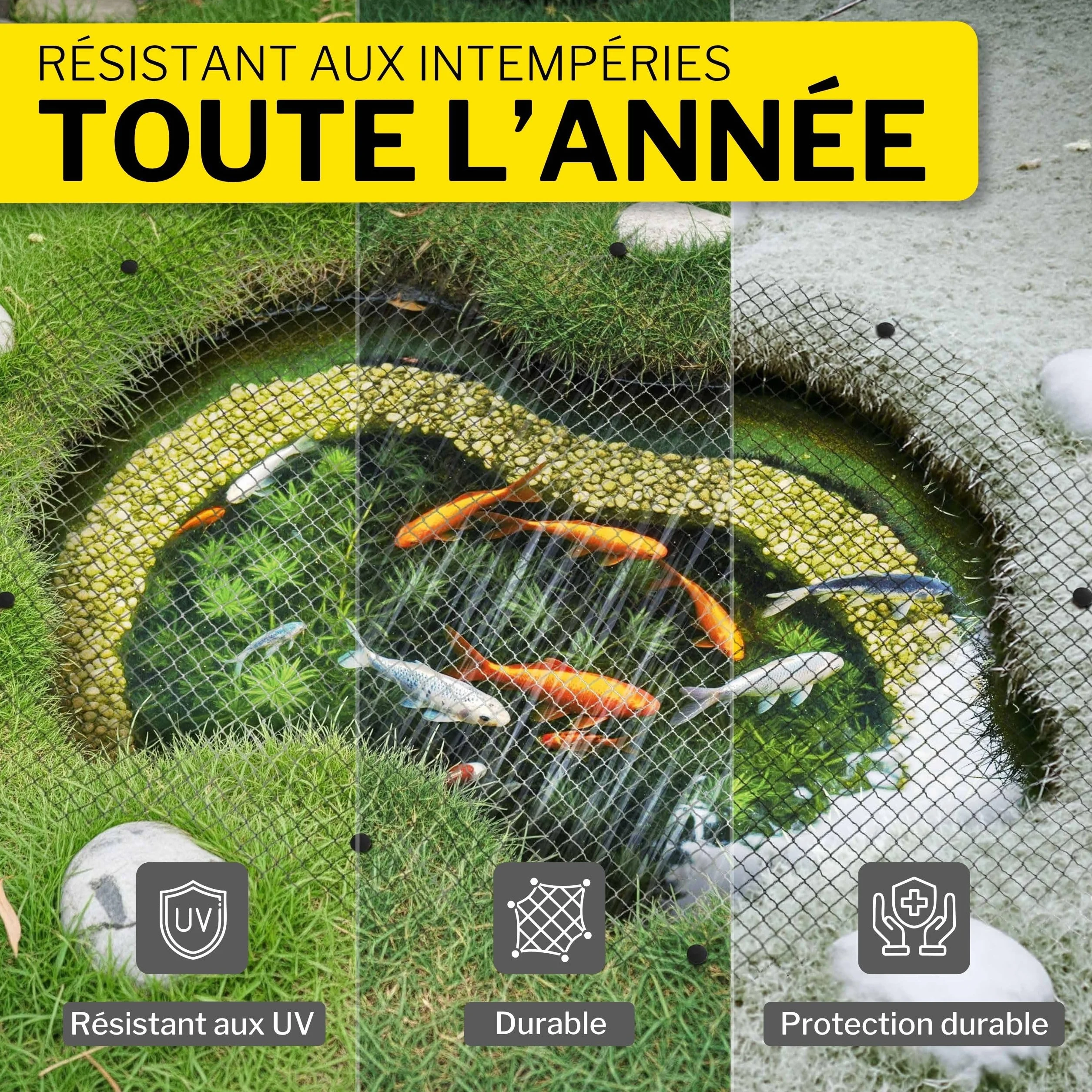Filet de Protection pour étang à Mailles Fines 4 x 10 m Noir 18 x 18 mm Indéchirable résistant aux intempéries Protection Oiseaux Oiseaux de Proie