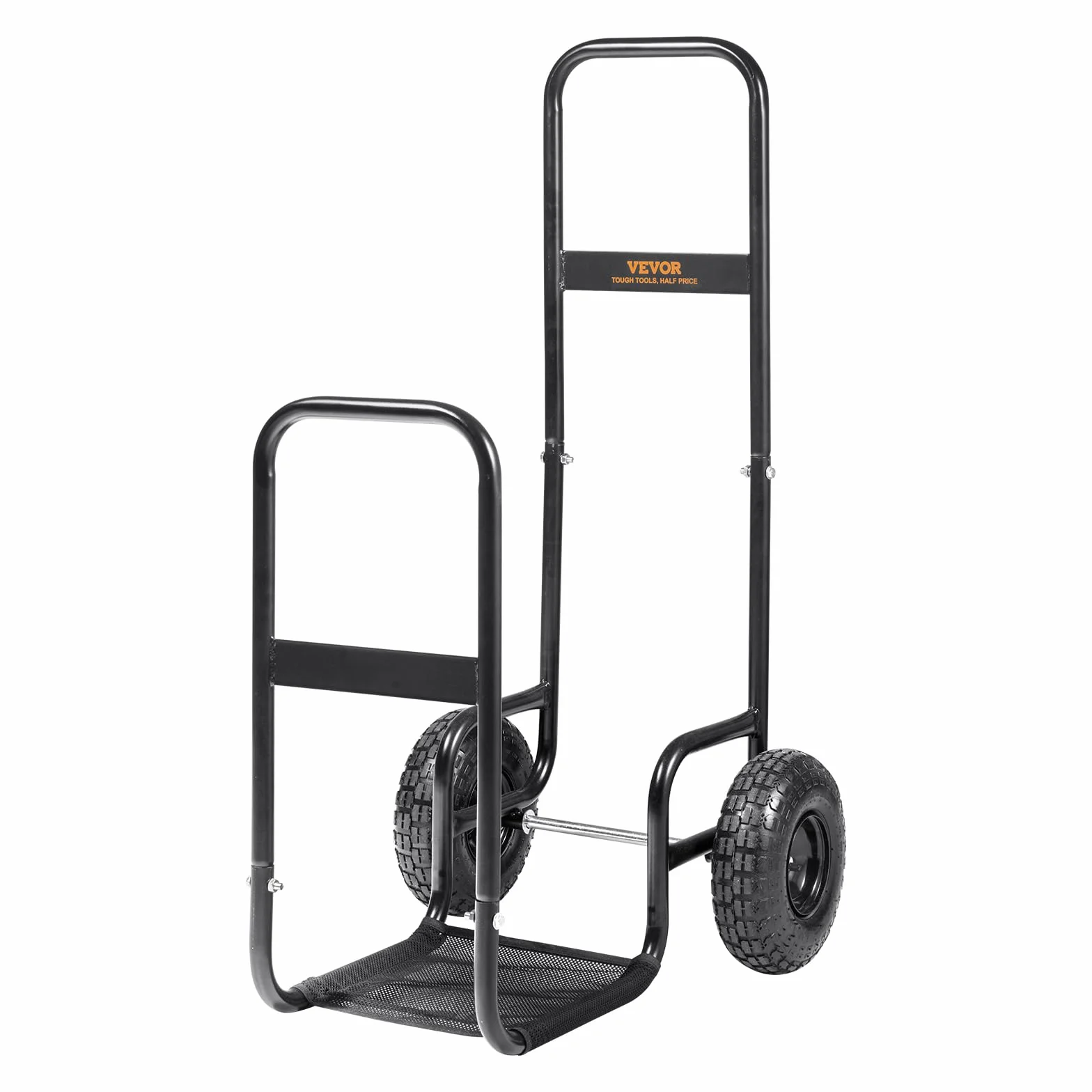 VEVOR Chariot Transport Bois de Chauffage 113,4 kg Acier 67x52x110 cm Roues Gonflables Caoutchouc Noir
