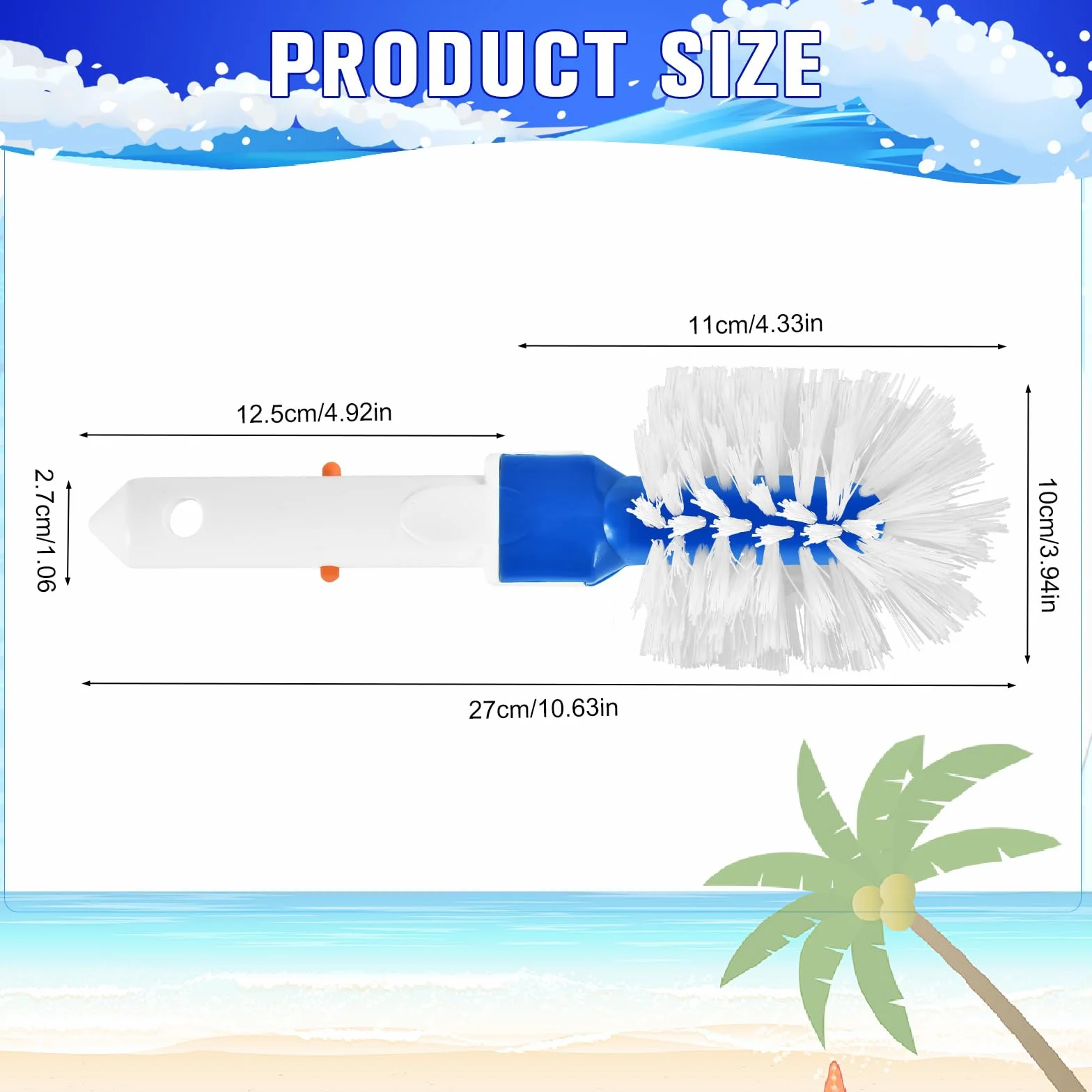 Brosse Piscine Ronde pour Nettoyage de Piscine Accessoires Marches Baignoires Carreaux Angles