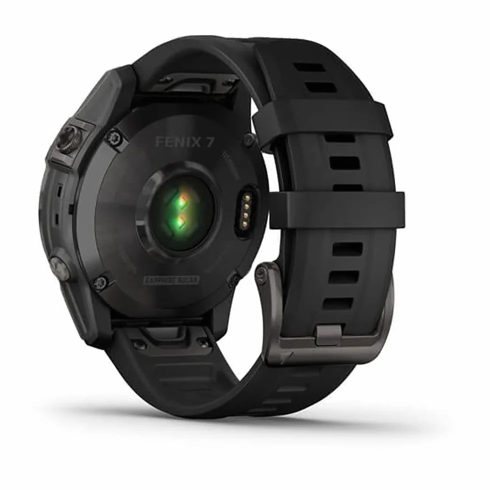 Garmin Fenix 7 Sapphire Solar Noir DLC-Titanium Bracelet Silicone Remis à neuf