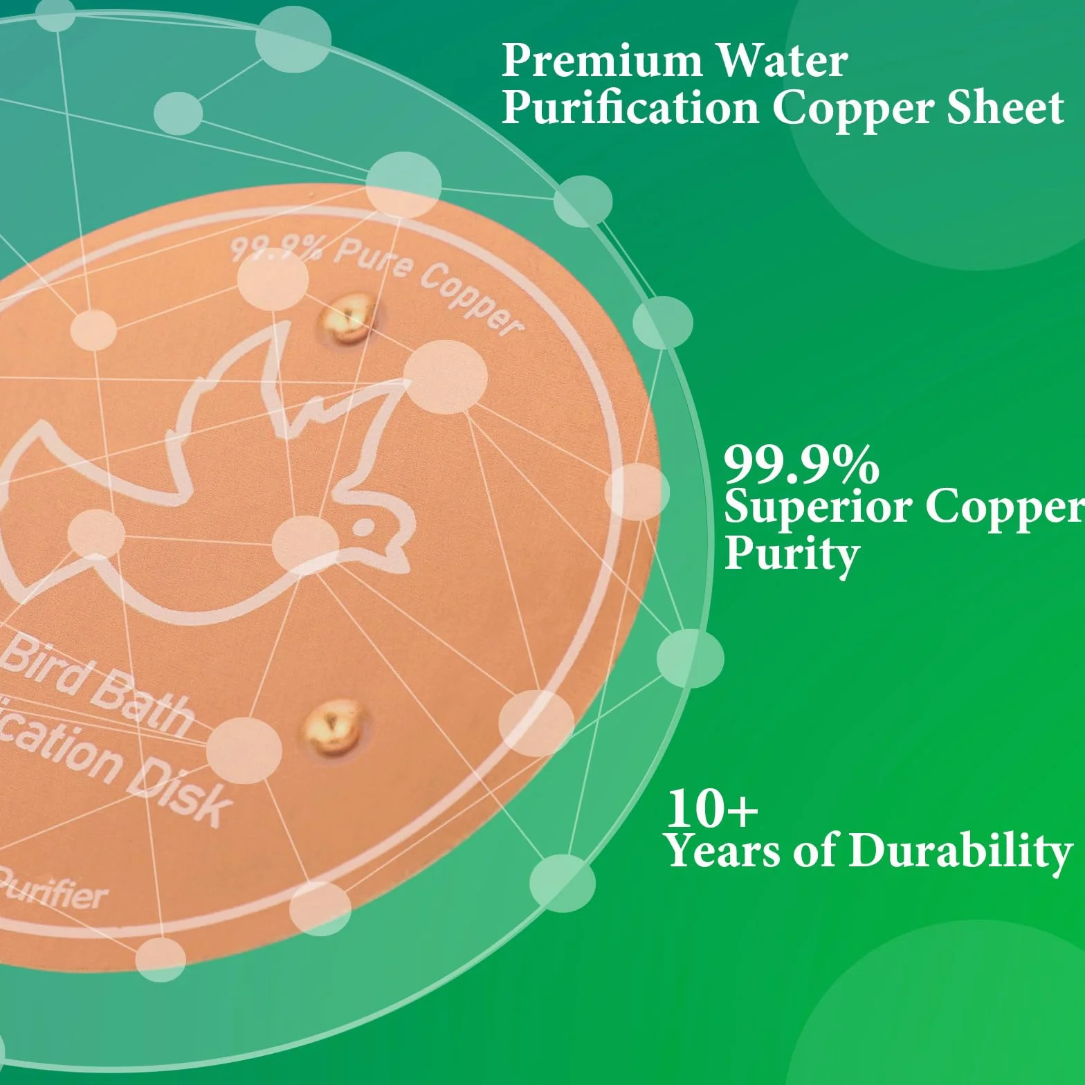 Penitue Disque Cuivre 10cm Support Triple Point Robuste Purification Bain d'oiseaux