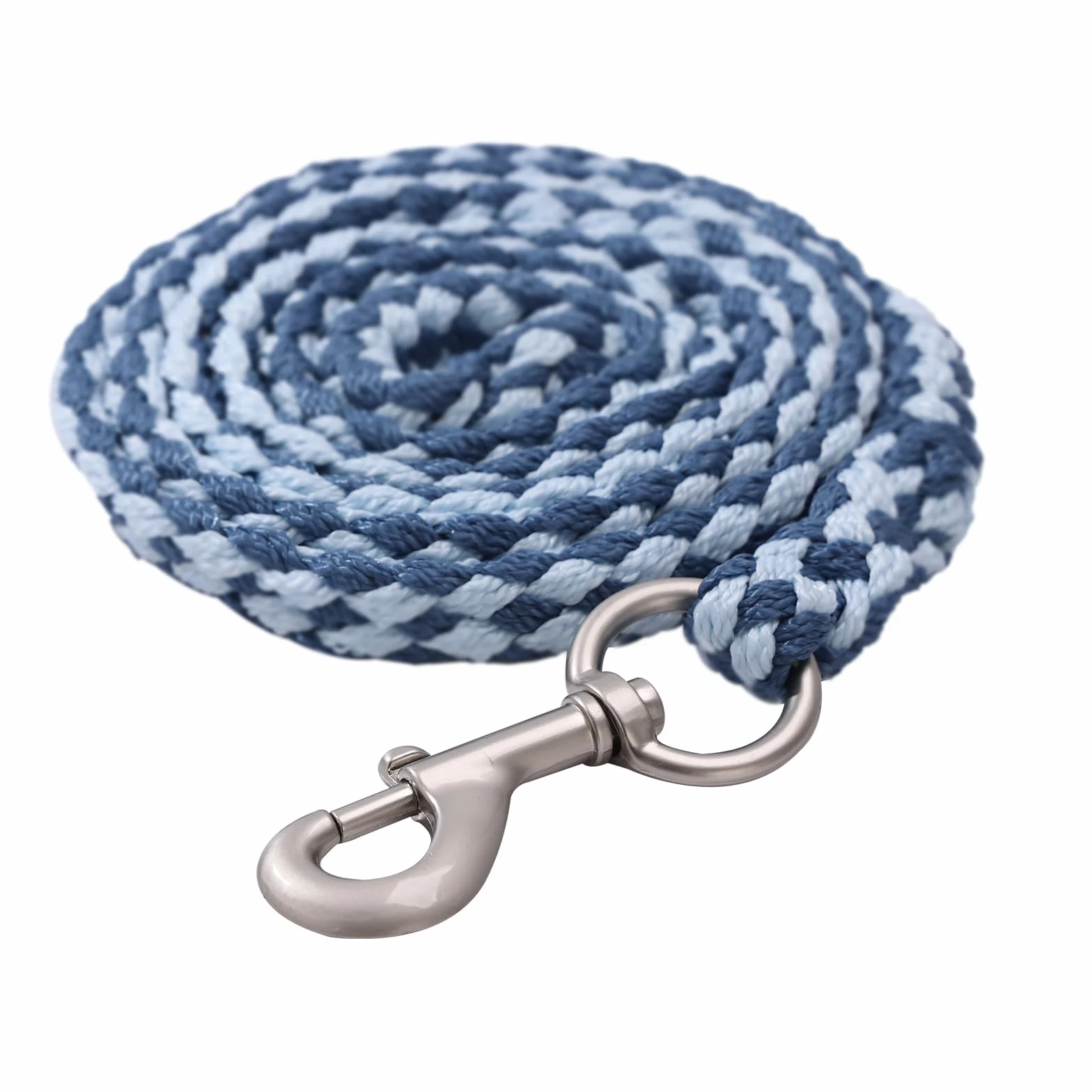 Longe pour cheval - Longe de fixation dans différents designs élégants - Laisse de fixation pour poney, âne, chèvre - Longue corde avec mousqueton (bleu clair et gris)