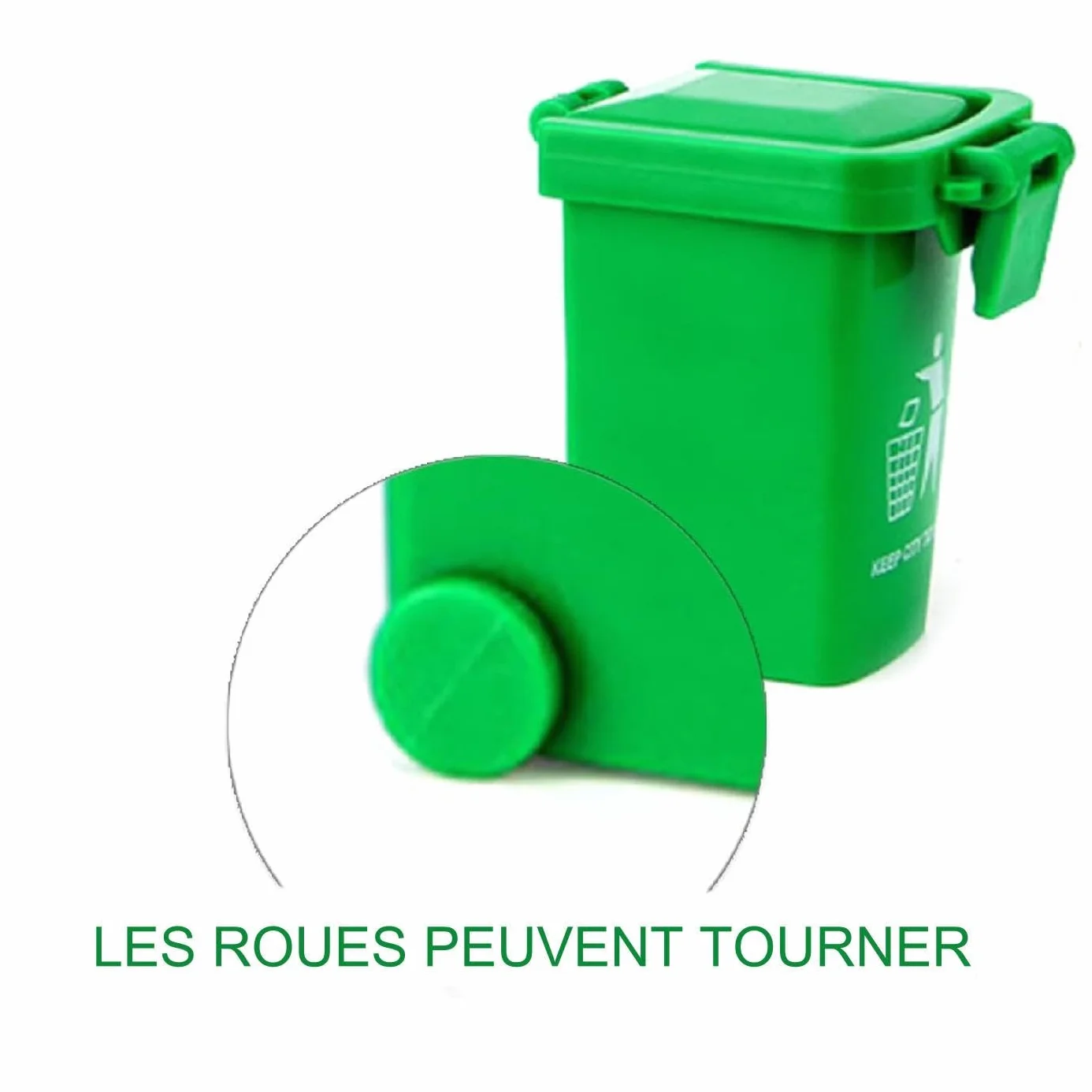 Poubelle Jouet avec Couvercle et Roues Miniature de Tri Sélectif pour Bureau Maison