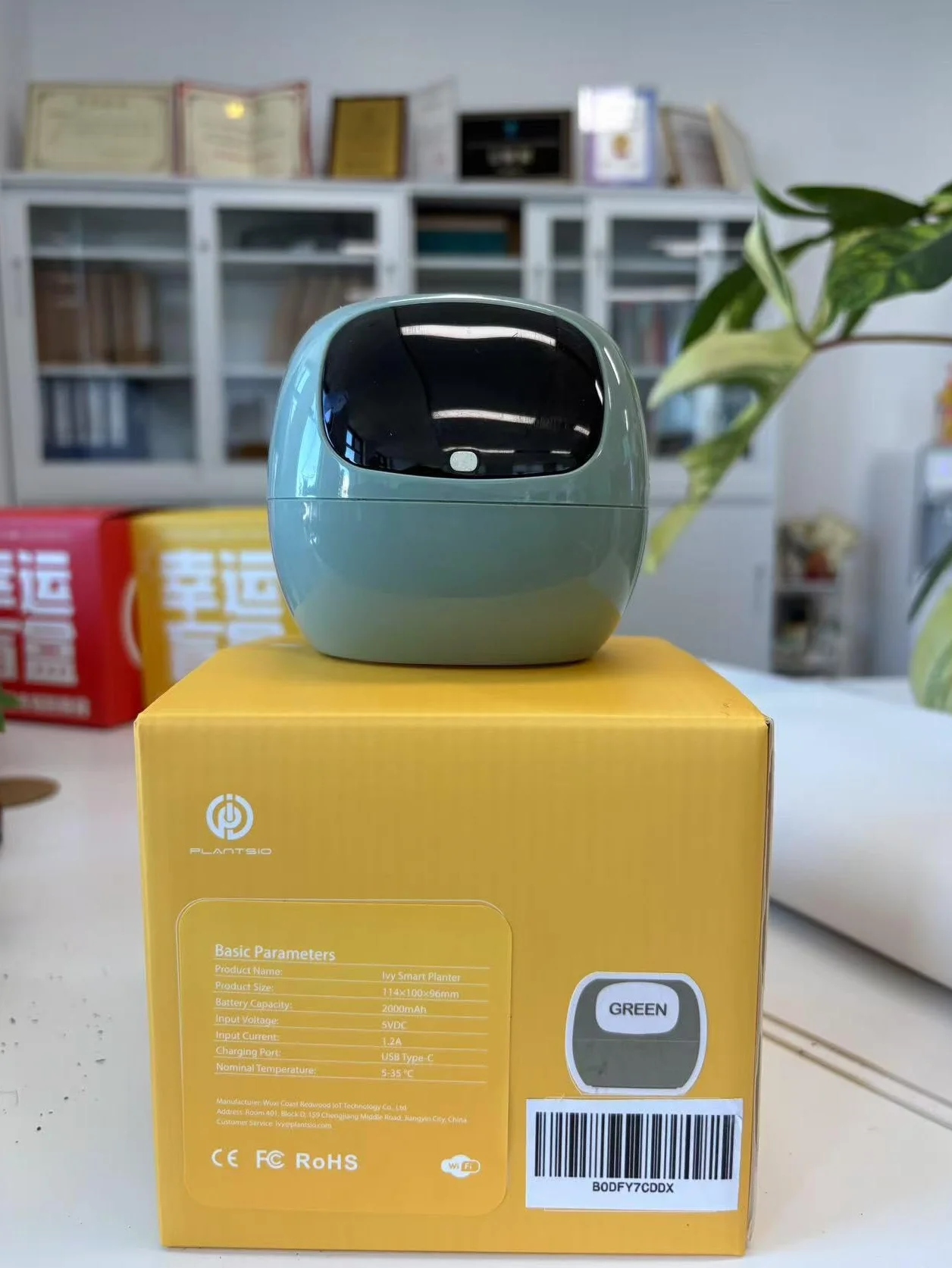 Ivy AI Pot de fleurs intelligent pour décoration de la maison, robot d'entretien des plantes (Vert)