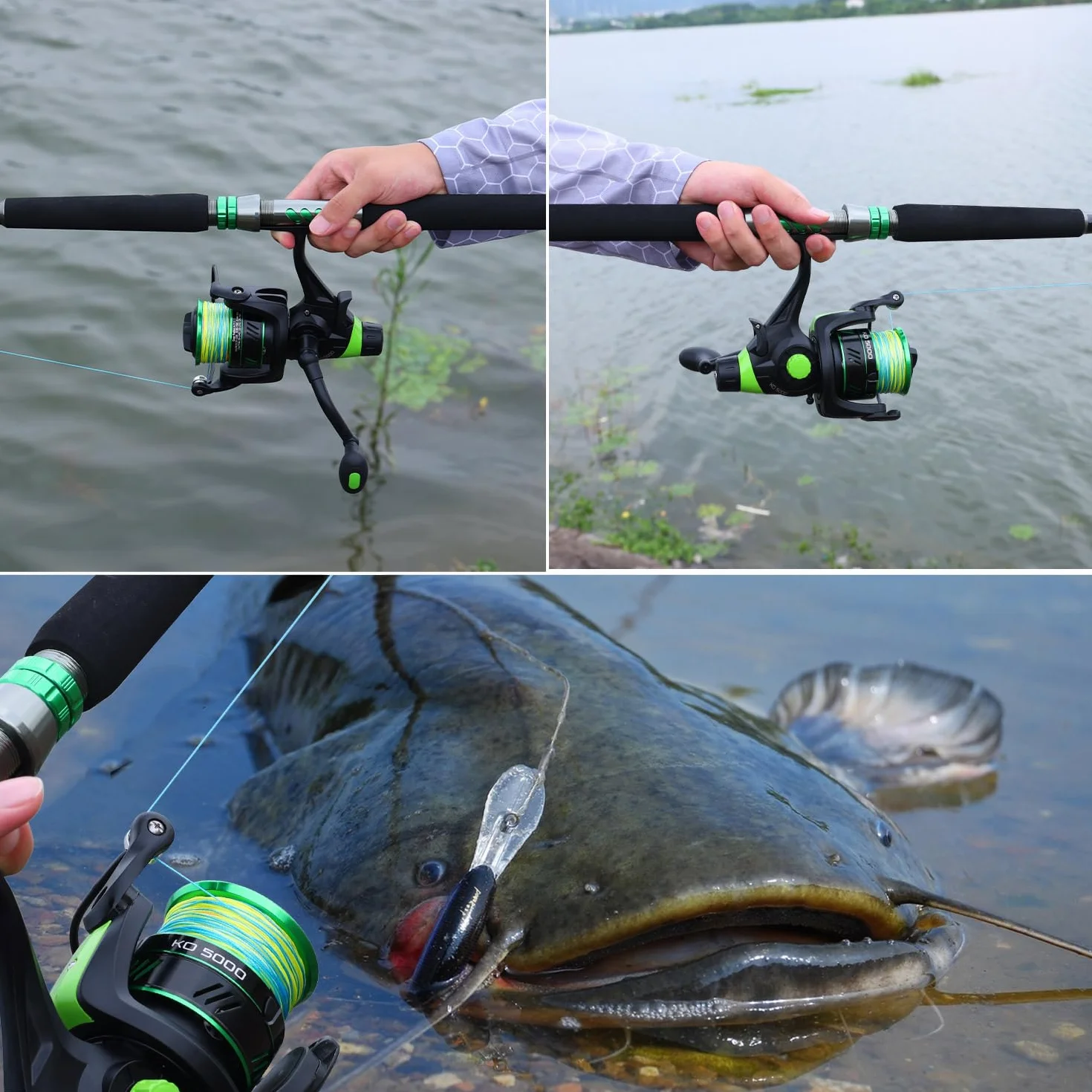 Sougayilang Canne à pêche en fibre de carbone légère, robuste et durable - 2,18 m - Convient pour poissons géants