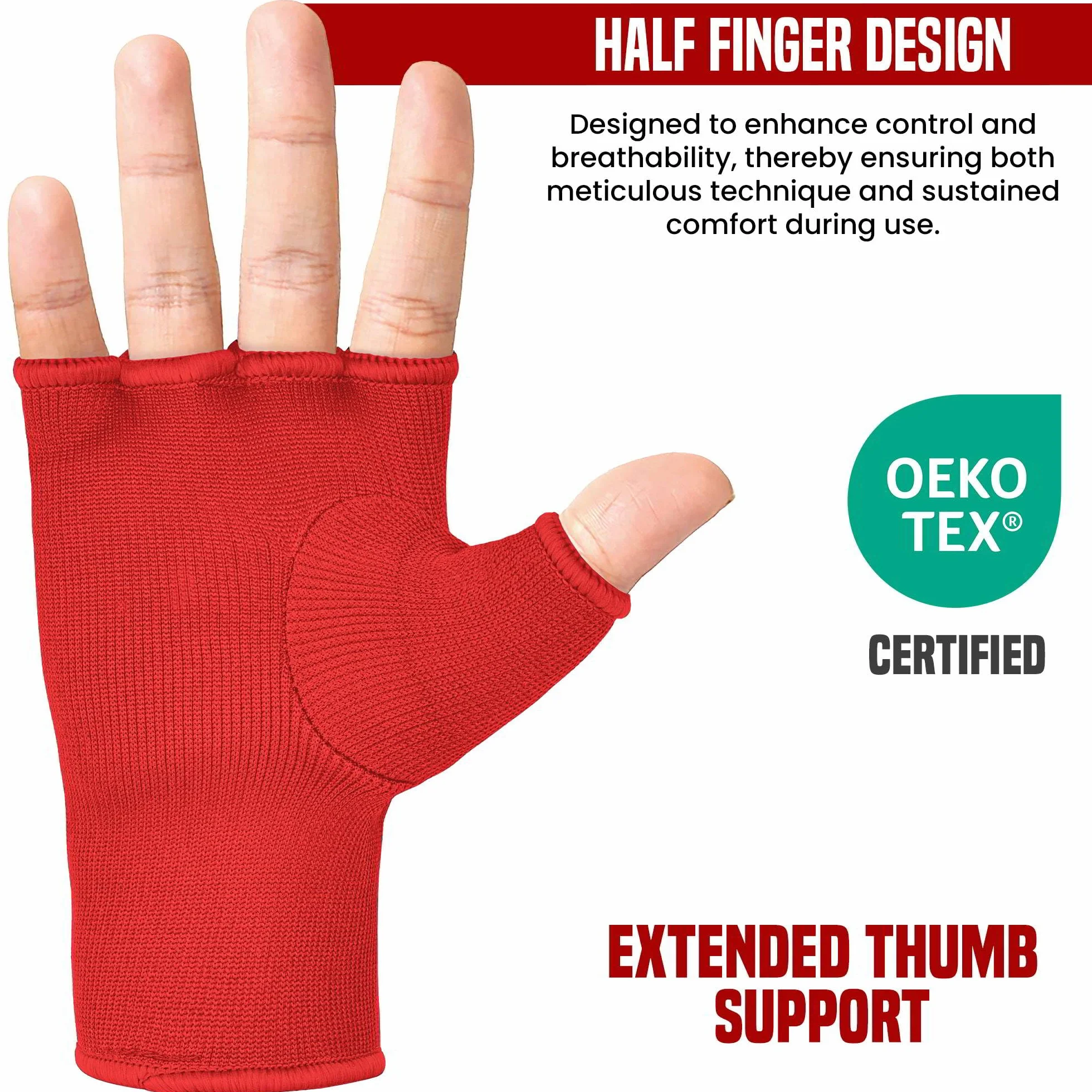 RDX Bandes Boxe sous Gants, Élastiqué Protege Main Sparring Arts Martiaux Protecteur de Poing, Boxing Inner Gloves Hand Wraps, Gants de Frappe Boxeur Adulte Femme Homme