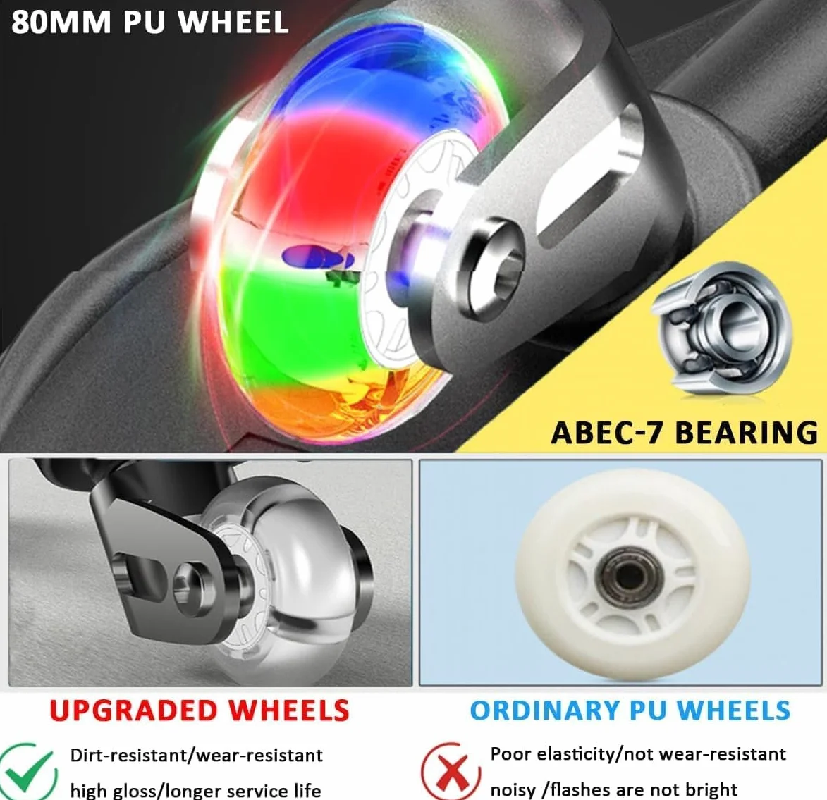 ERNAN Caster Board, Street Surfing Waveboard Light Up LED Wheels Skateboard Youth Caster Board.Castor Board with Light Up Wheels for Kids/Teens.
