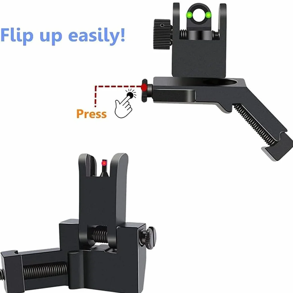 Folding 45 Degree Quick Conversion BUIS Optic Iron Sight for AR15 Front and Rear Wheels with Adjustment Tool