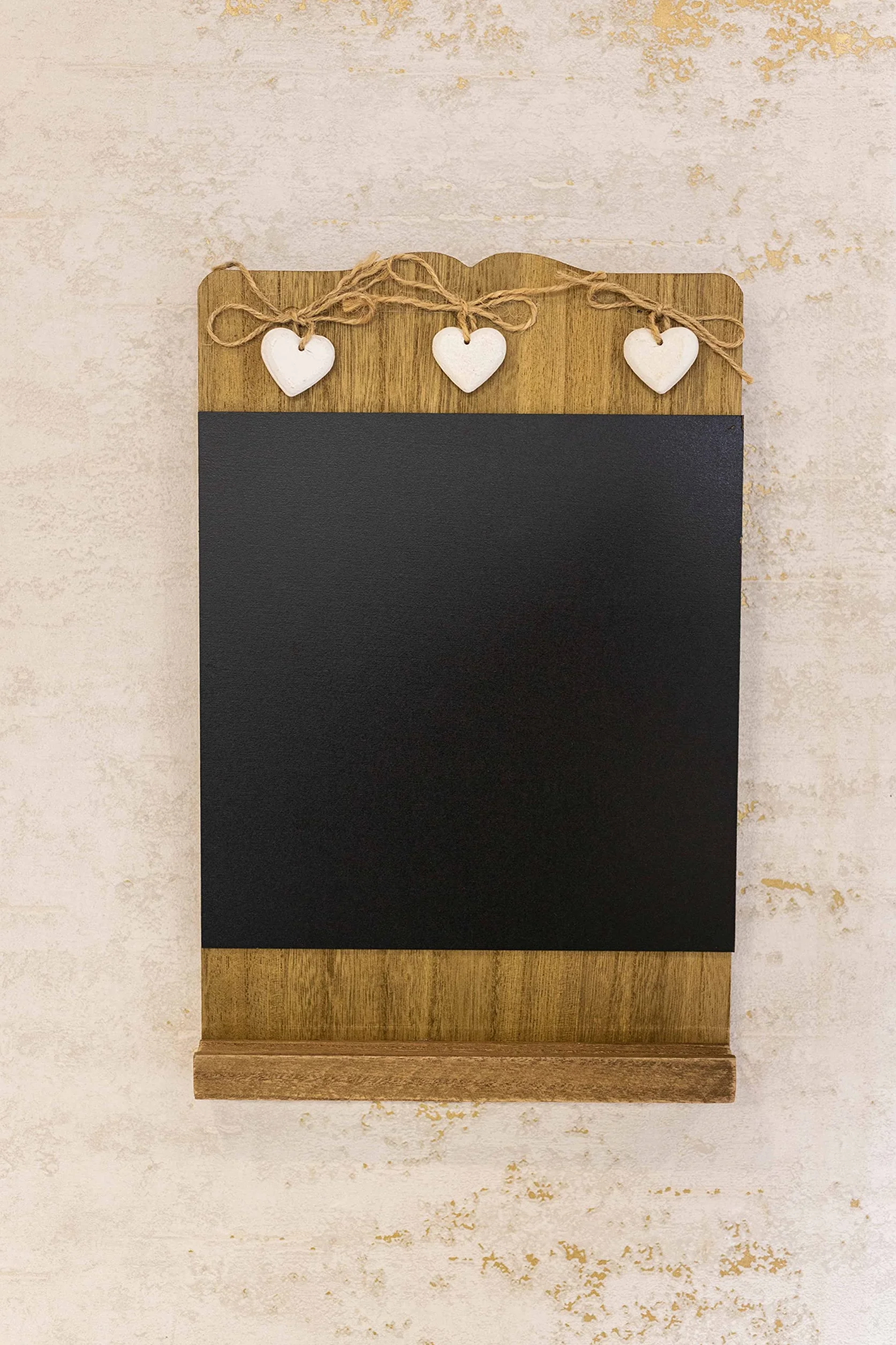 Homezone Shabby Chic Tableau Mémo Rustique Cuisine Tableau Noir Décoratif avec Coeurs en Bois