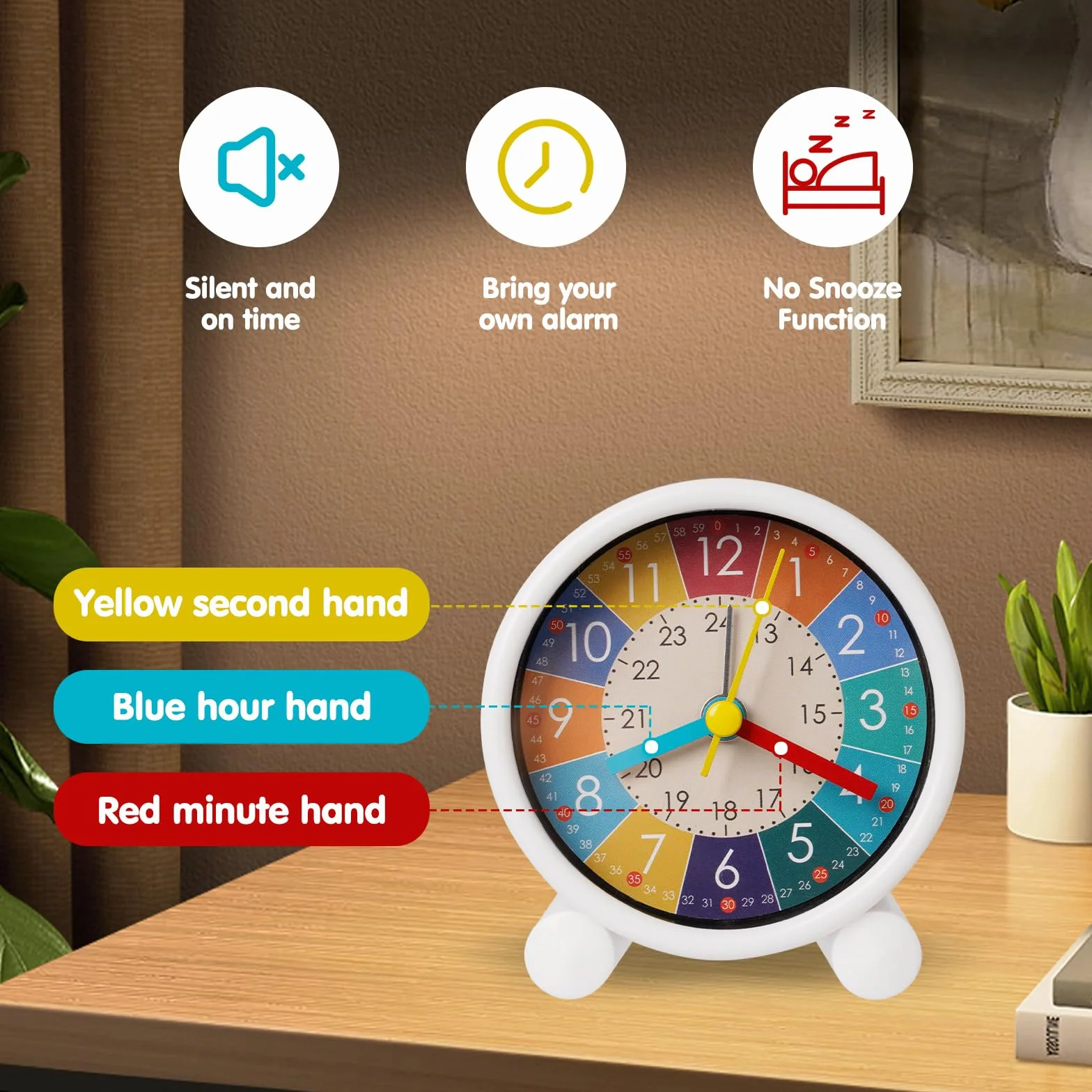 Réveil Enfant Numérique Silencieux Apprentissage Horloge 3in coloré